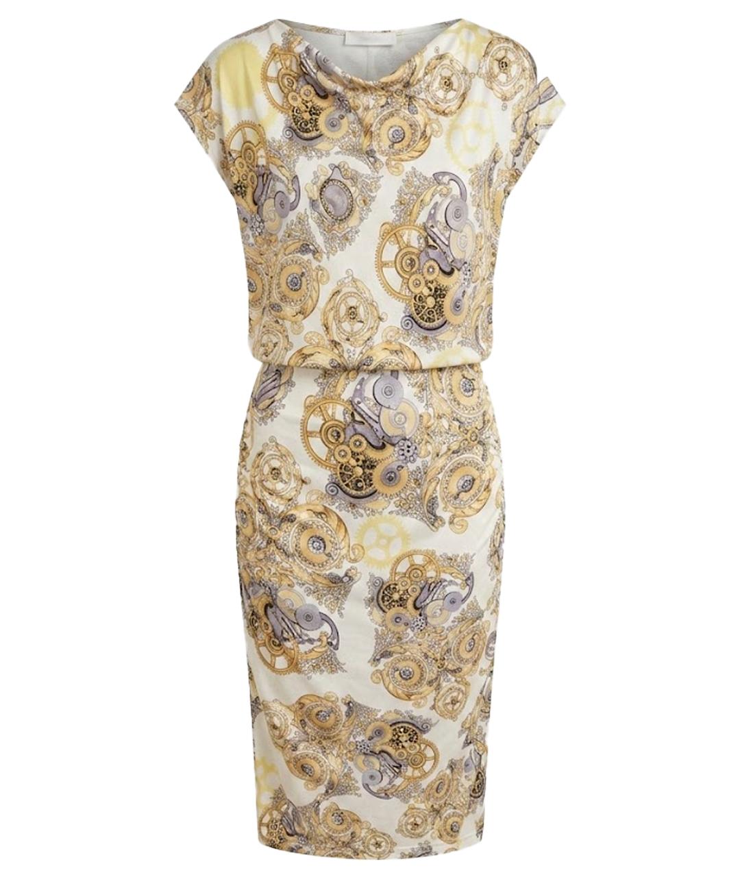 VERSACE COLLECTION Горчичное вискозное повседневное платье, фото 1