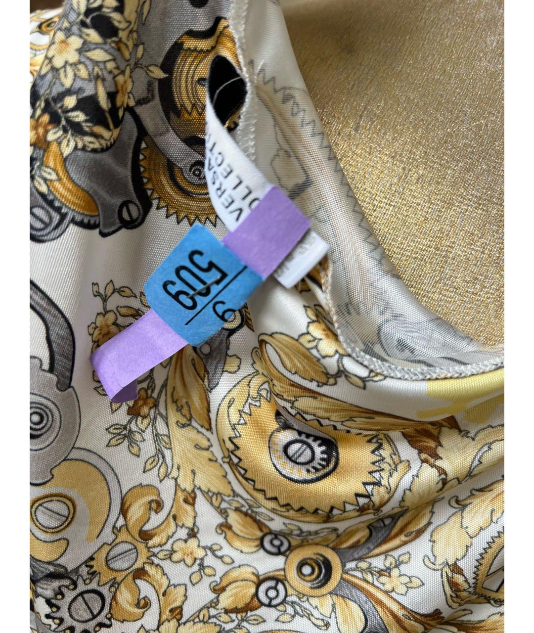 VERSACE COLLECTION Горчичное вискозное повседневное платье, фото 4