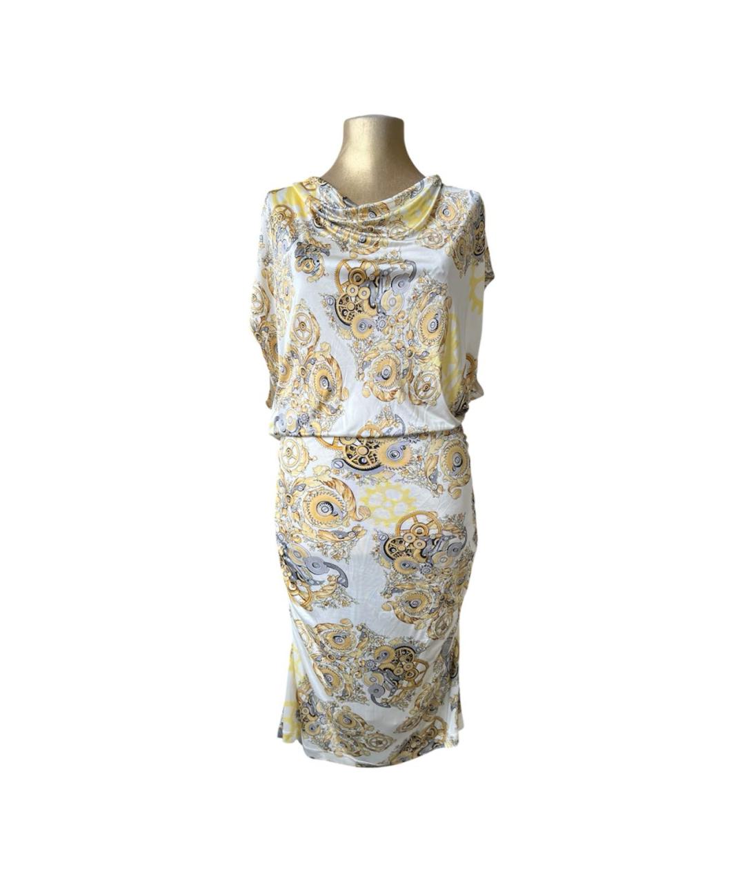 VERSACE COLLECTION Горчичное вискозное повседневное платье, фото 6