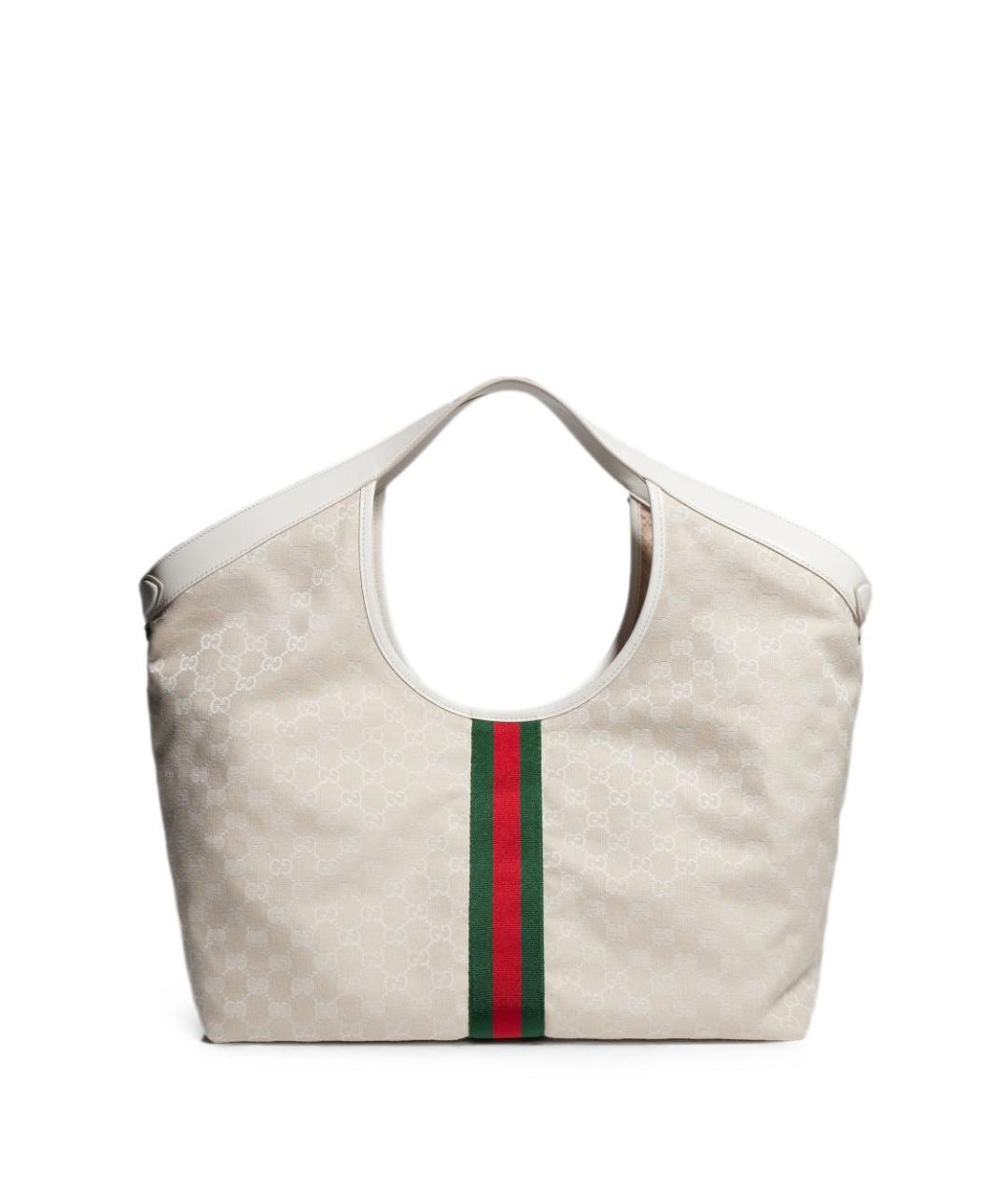 GUCCI Белая тканевая сумка тоут, фото 1