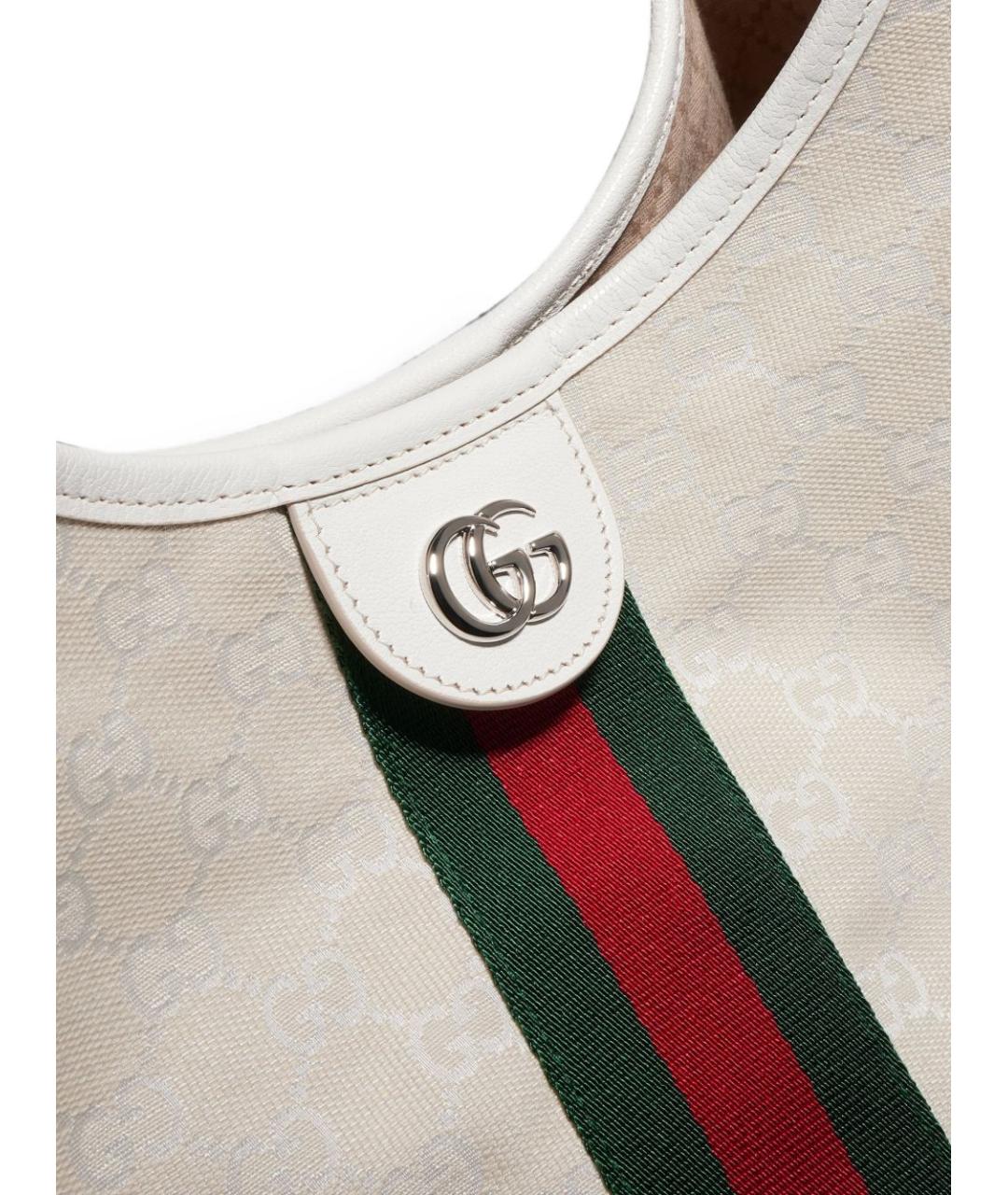 GUCCI Белая тканевая сумка тоут, фото 2