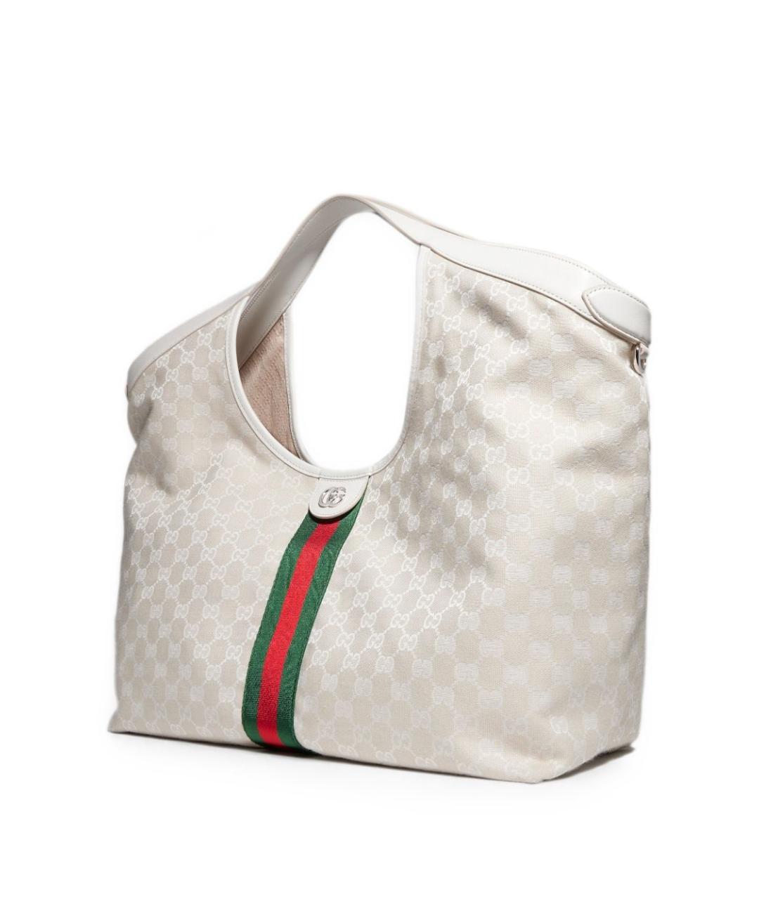 GUCCI Белая тканевая сумка тоут, фото 4