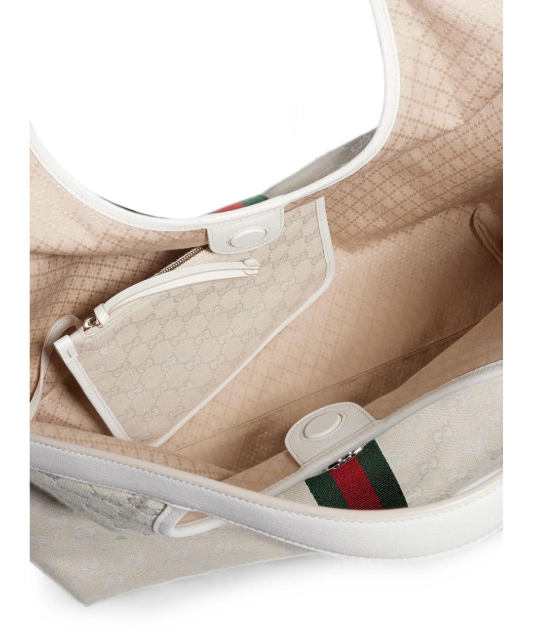 GUCCI Белая тканевая сумка тоут, фото 5