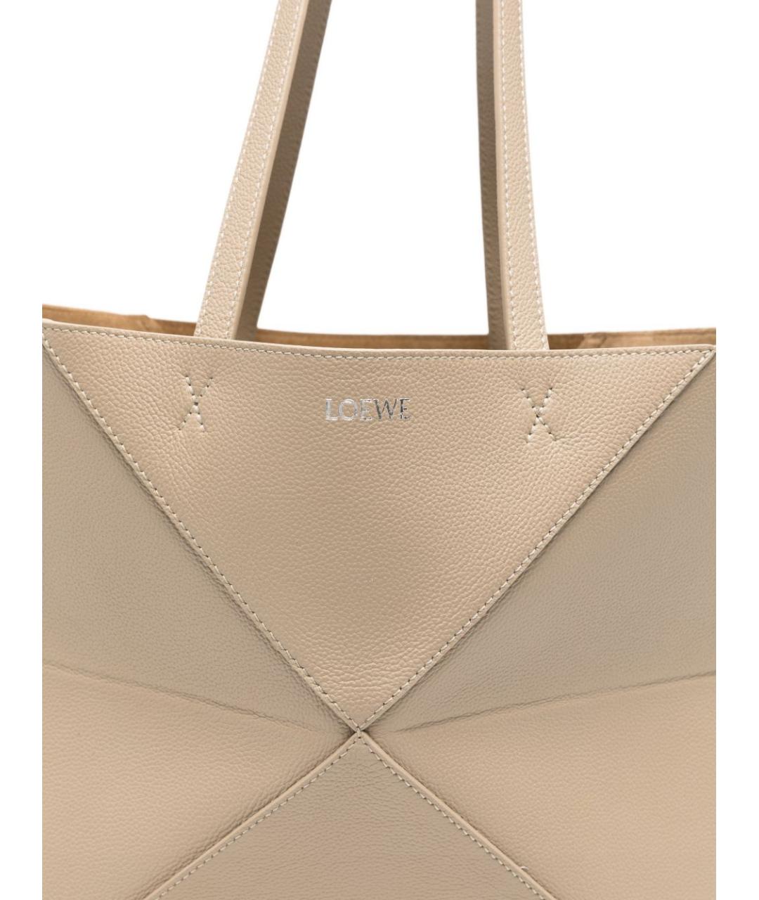 LOEWE Серая кожаная сумка тоут, фото 4
