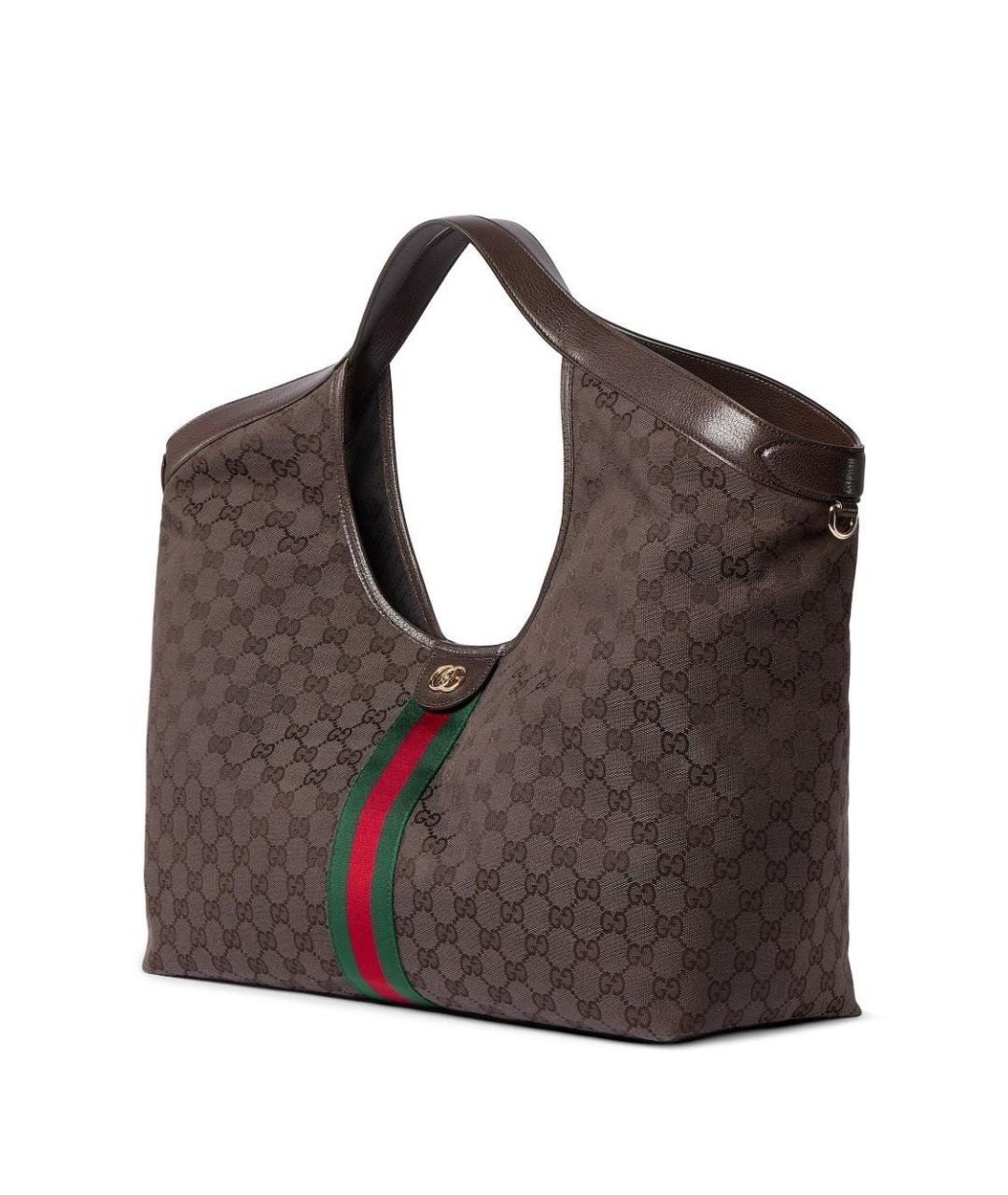 GUCCI Коричневая жаккардовая сумка тоут, фото 3