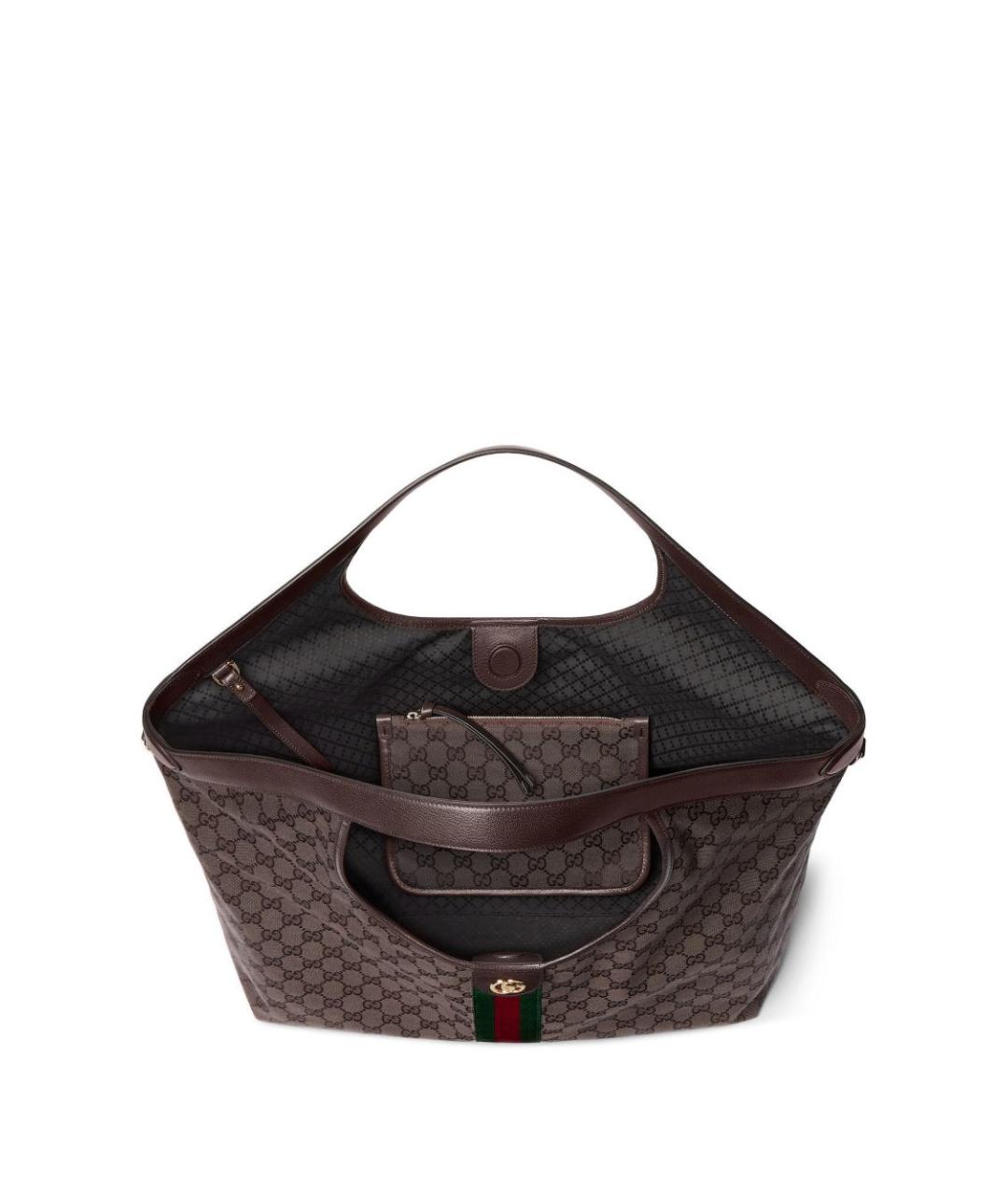 GUCCI Коричневая жаккардовая сумка тоут, фото 5