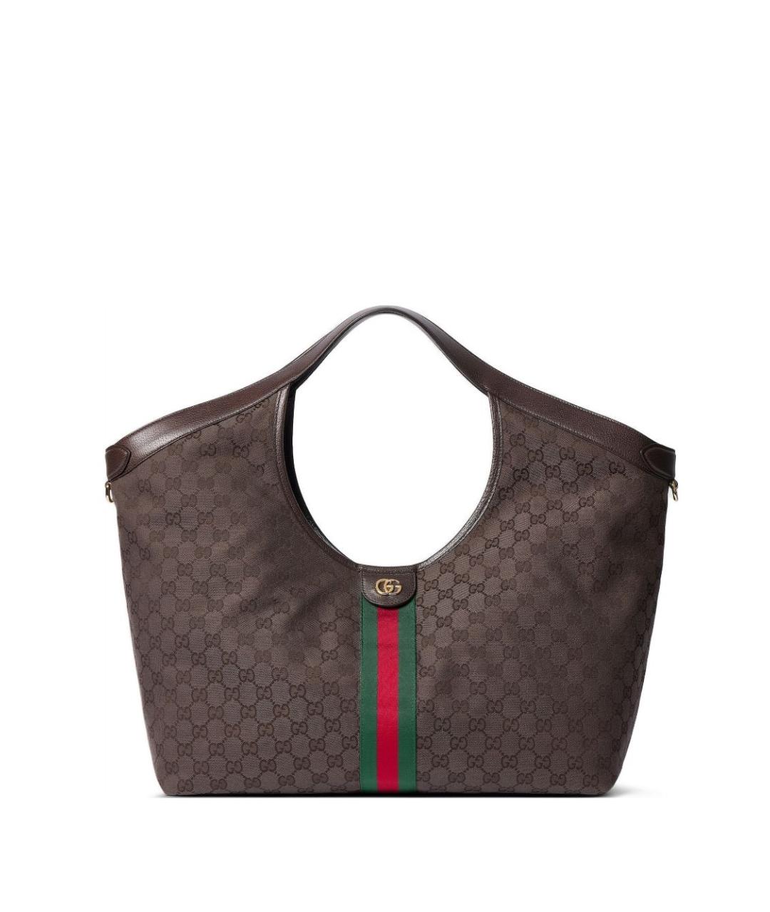 GUCCI Коричневая жаккардовая сумка тоут, фото 1