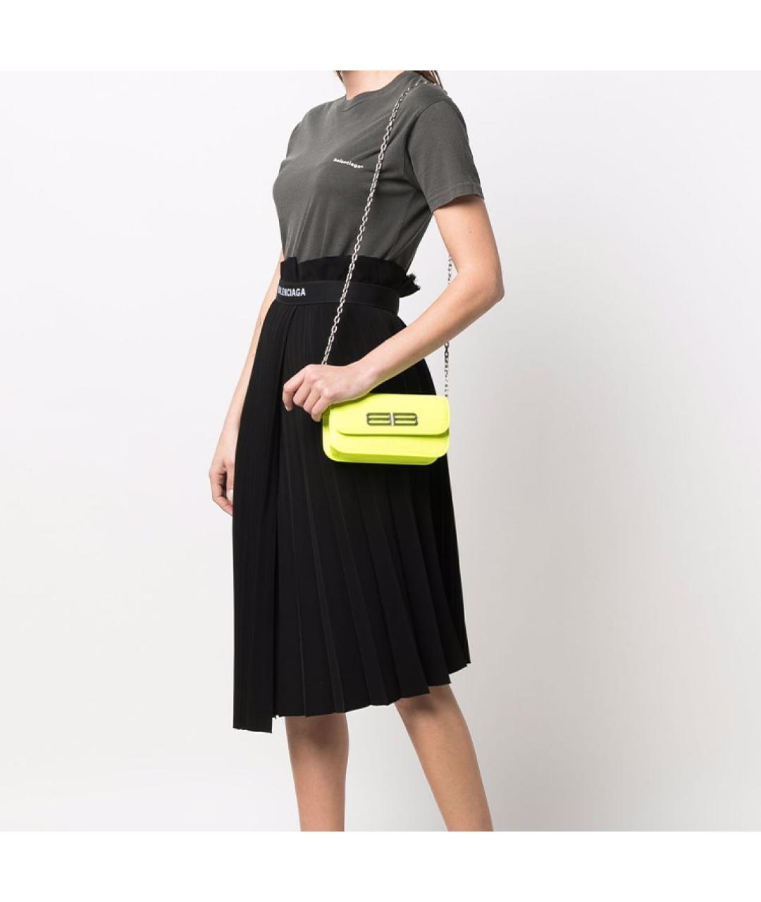 BALENCIAGA Желтая кожаная сумка через плечо, фото 5
