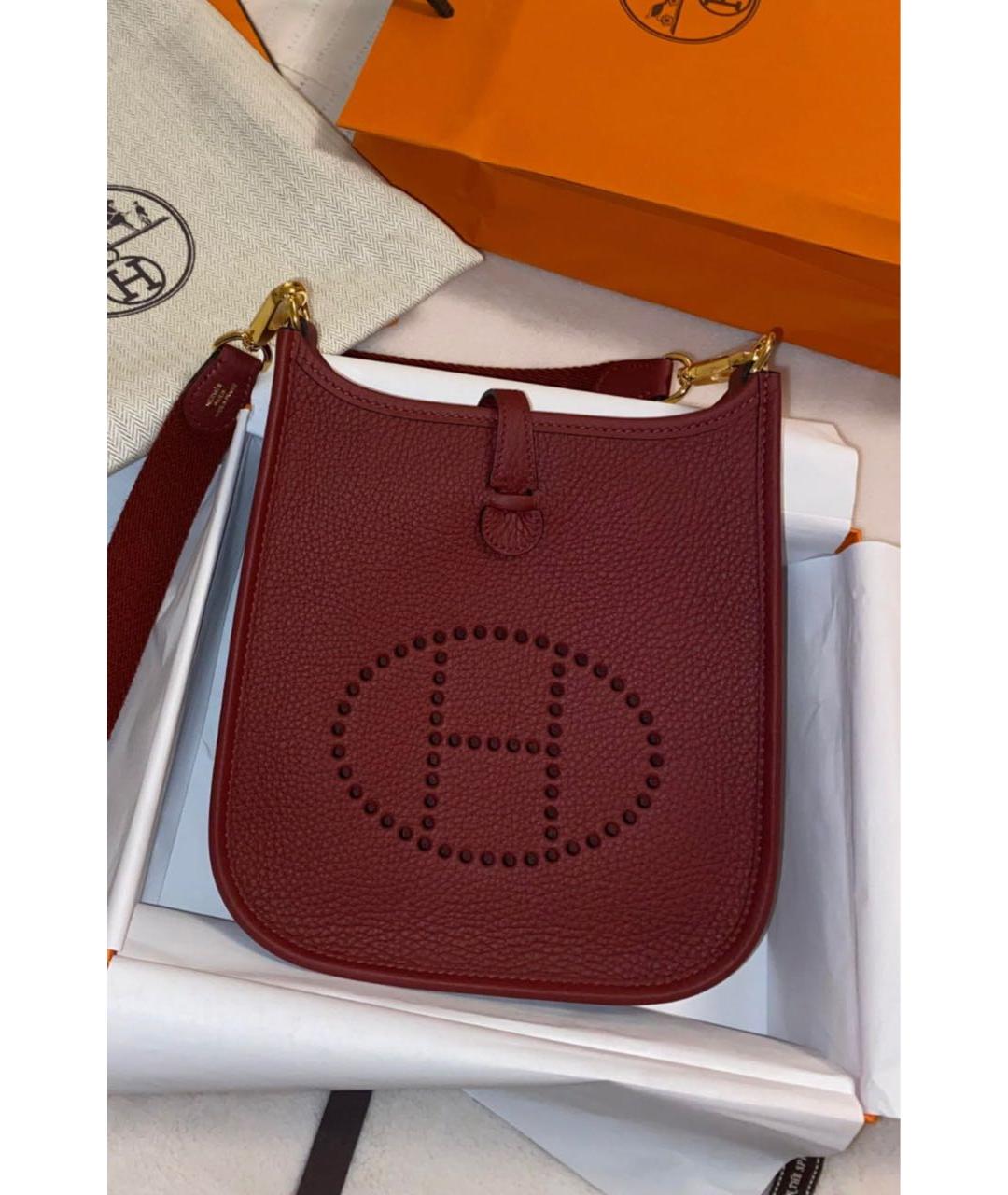 HERMES Бордовая кожаная сумка через плечо, фото 5