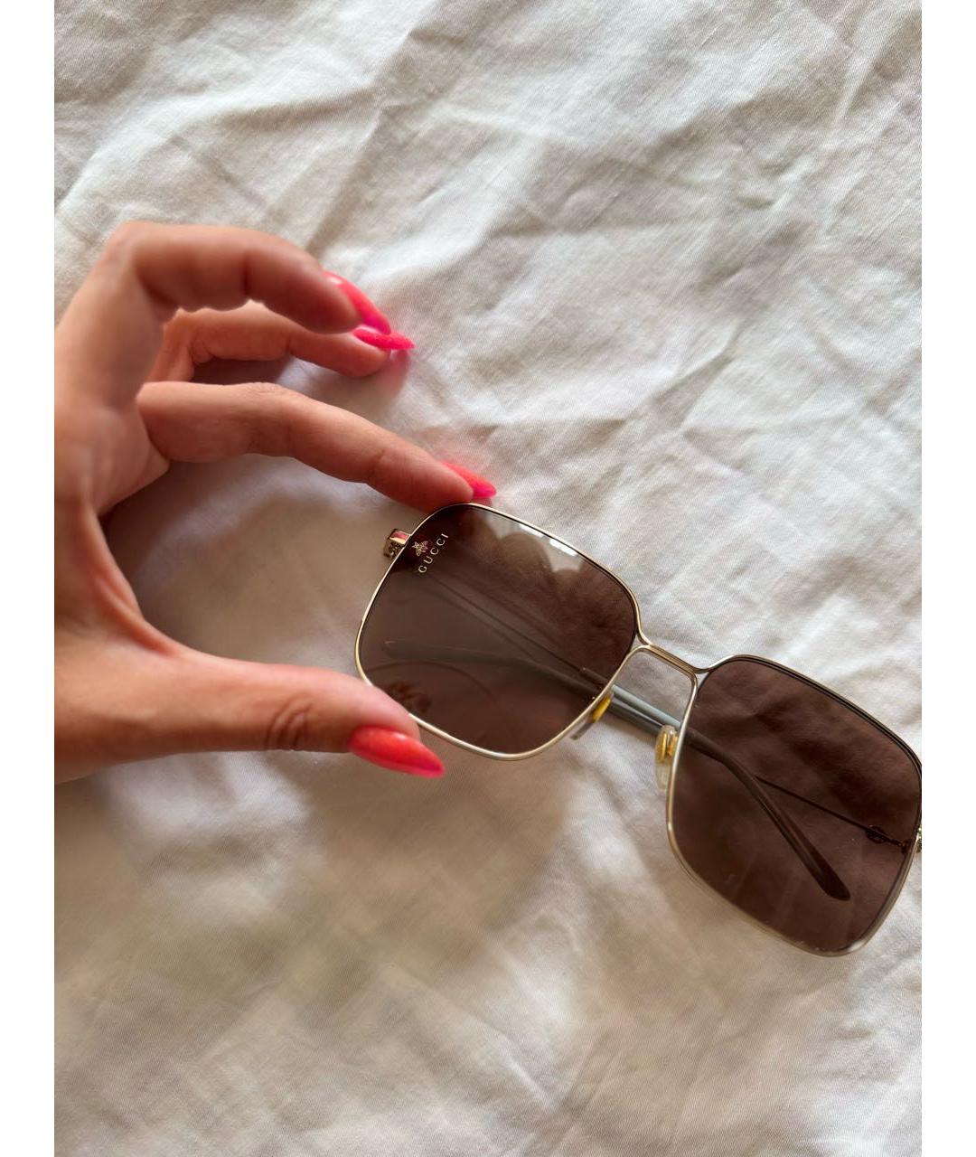 GUCCI Коричневые металлические солнцезащитные очки, фото 2