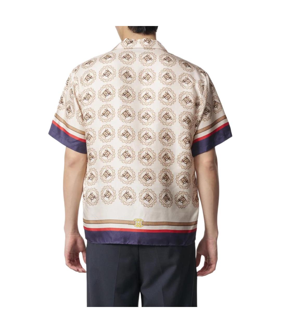 GUCCI Бежевая шелковая кэжуал рубашка, фото 4
