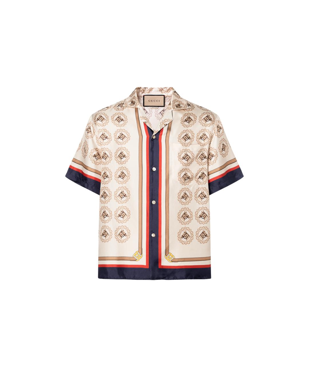 GUCCI Бежевая шелковая кэжуал рубашка, фото 1