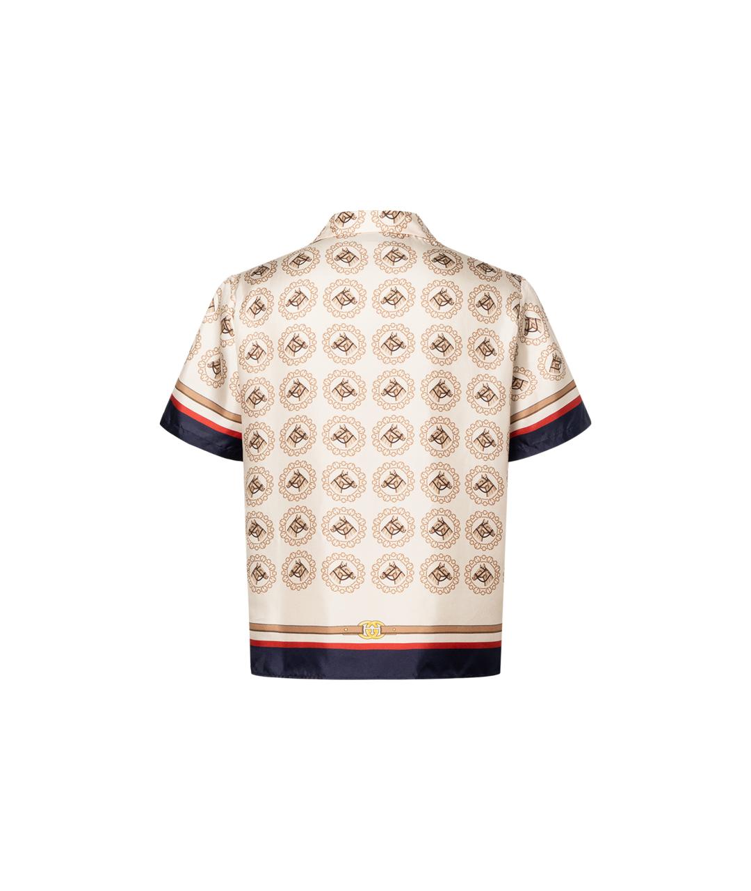 GUCCI Бежевая шелковая кэжуал рубашка, фото 2