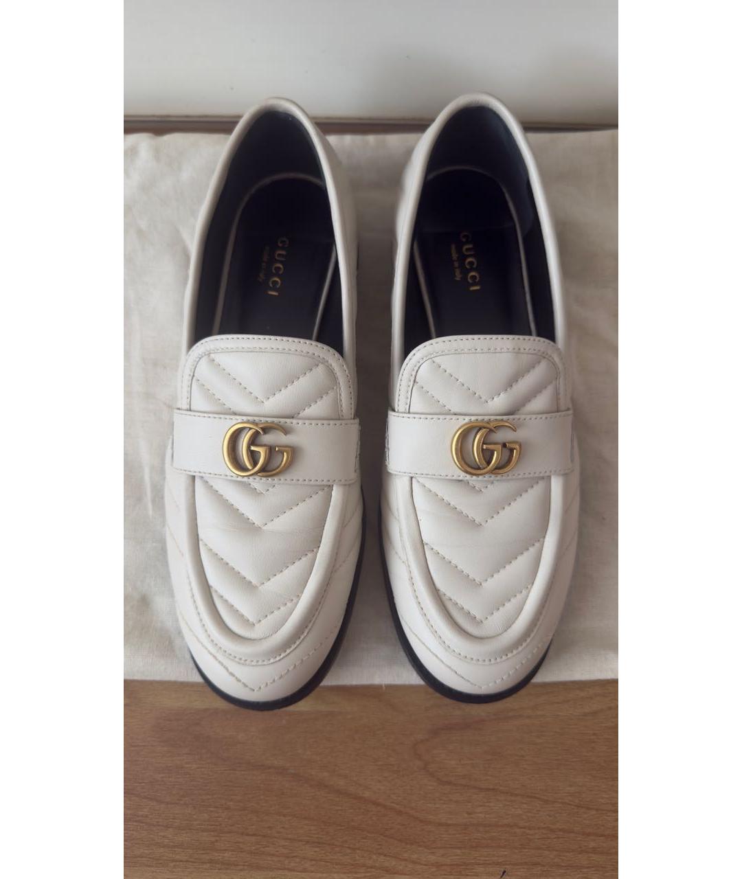 GUCCI Бежевые кожаные лоферы, фото 2