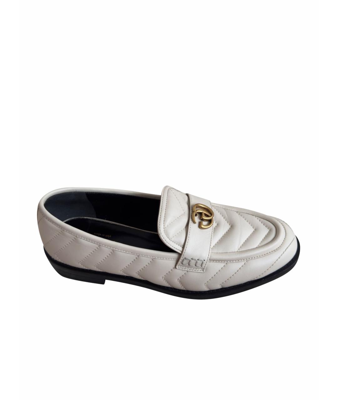 GUCCI Бежевые кожаные лоферы, фото 1