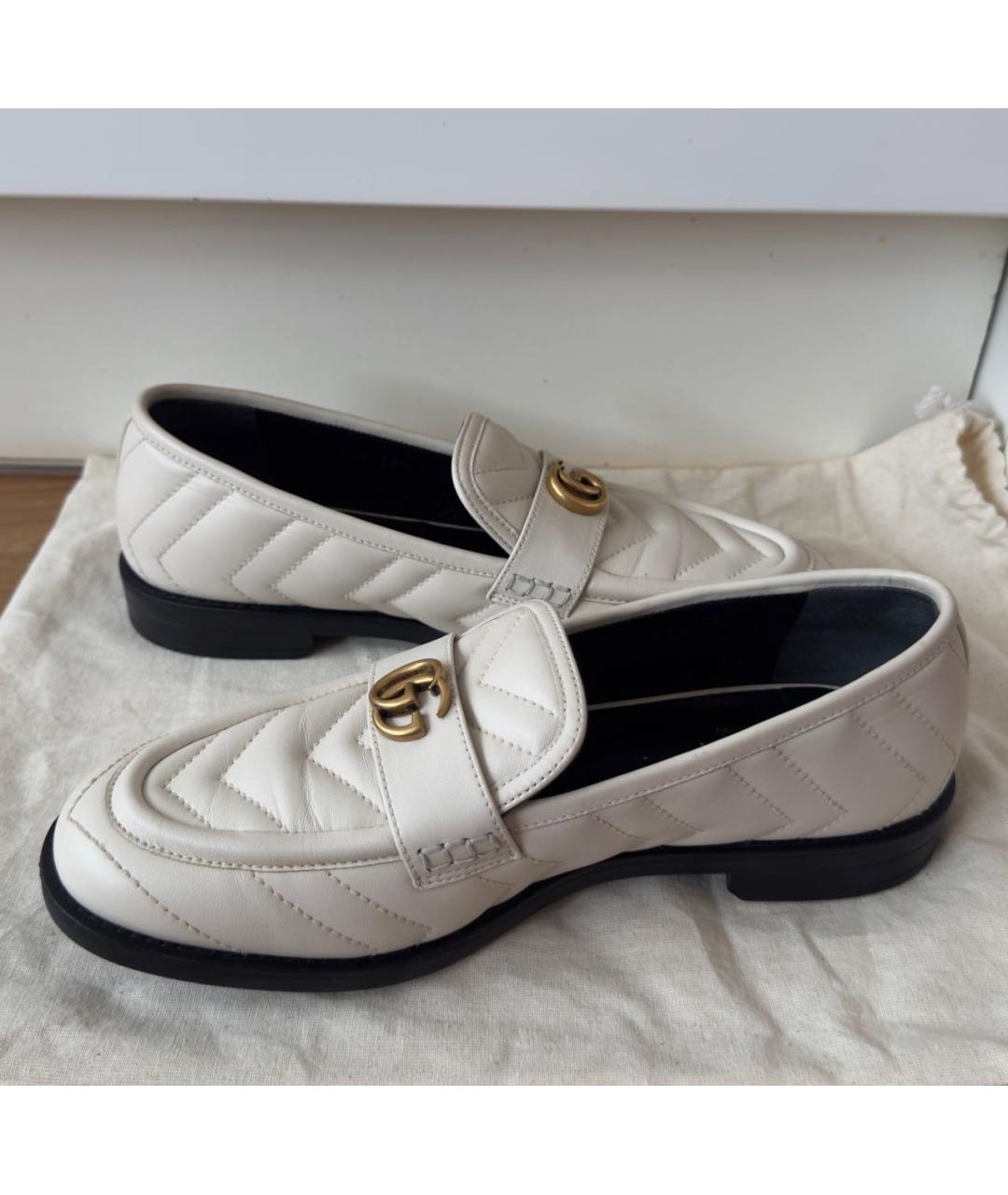GUCCI Бежевые кожаные лоферы, фото 5