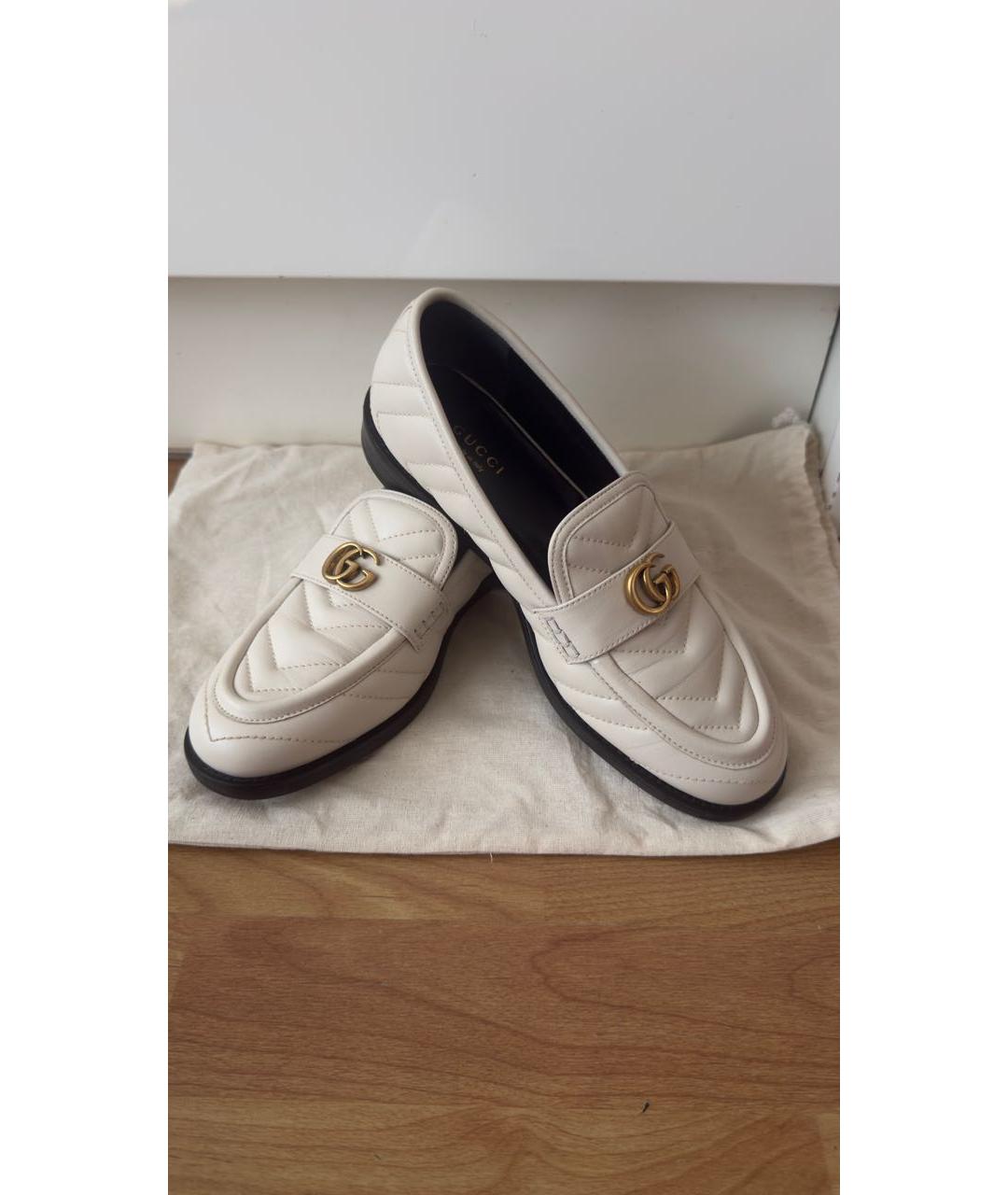GUCCI Бежевые кожаные лоферы, фото 3