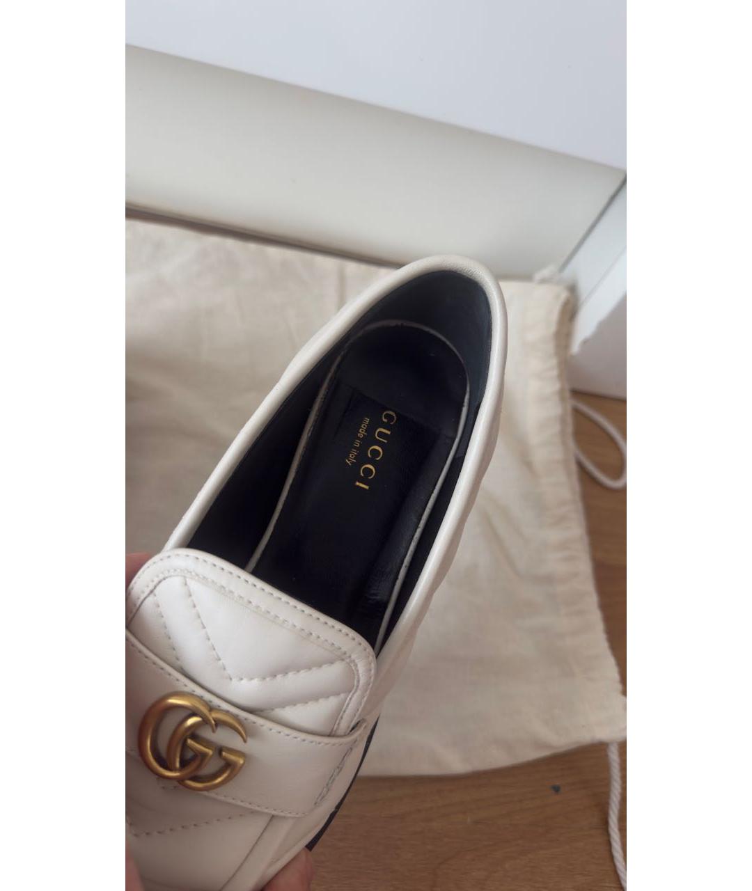 GUCCI Бежевые кожаные лоферы, фото 8