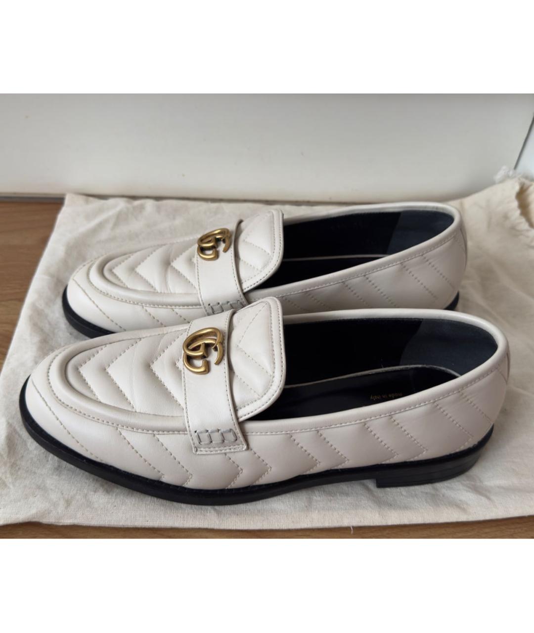 GUCCI Бежевые кожаные лоферы, фото 9