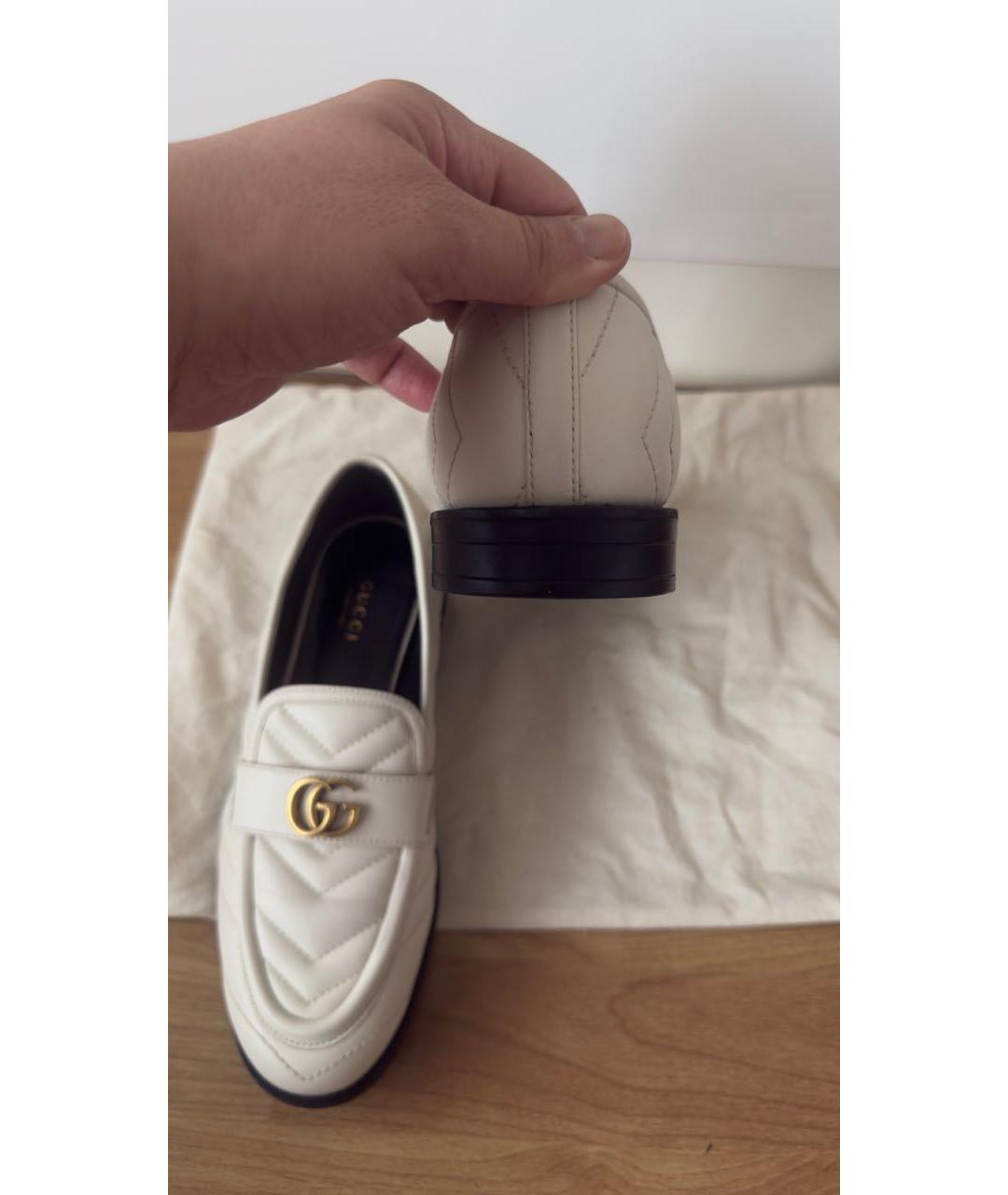 GUCCI Бежевые кожаные лоферы, фото 4