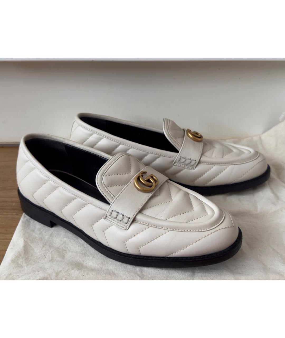 GUCCI Бежевые кожаные лоферы, фото 6