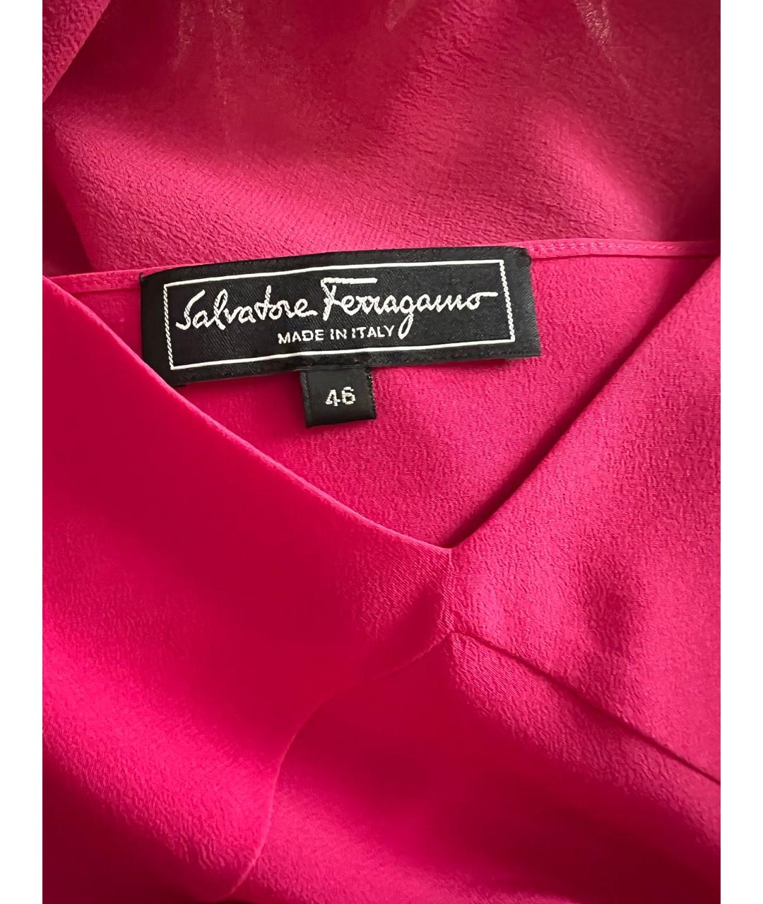 FERRAGAMO Фуксия шелковое повседневное платье, фото 3