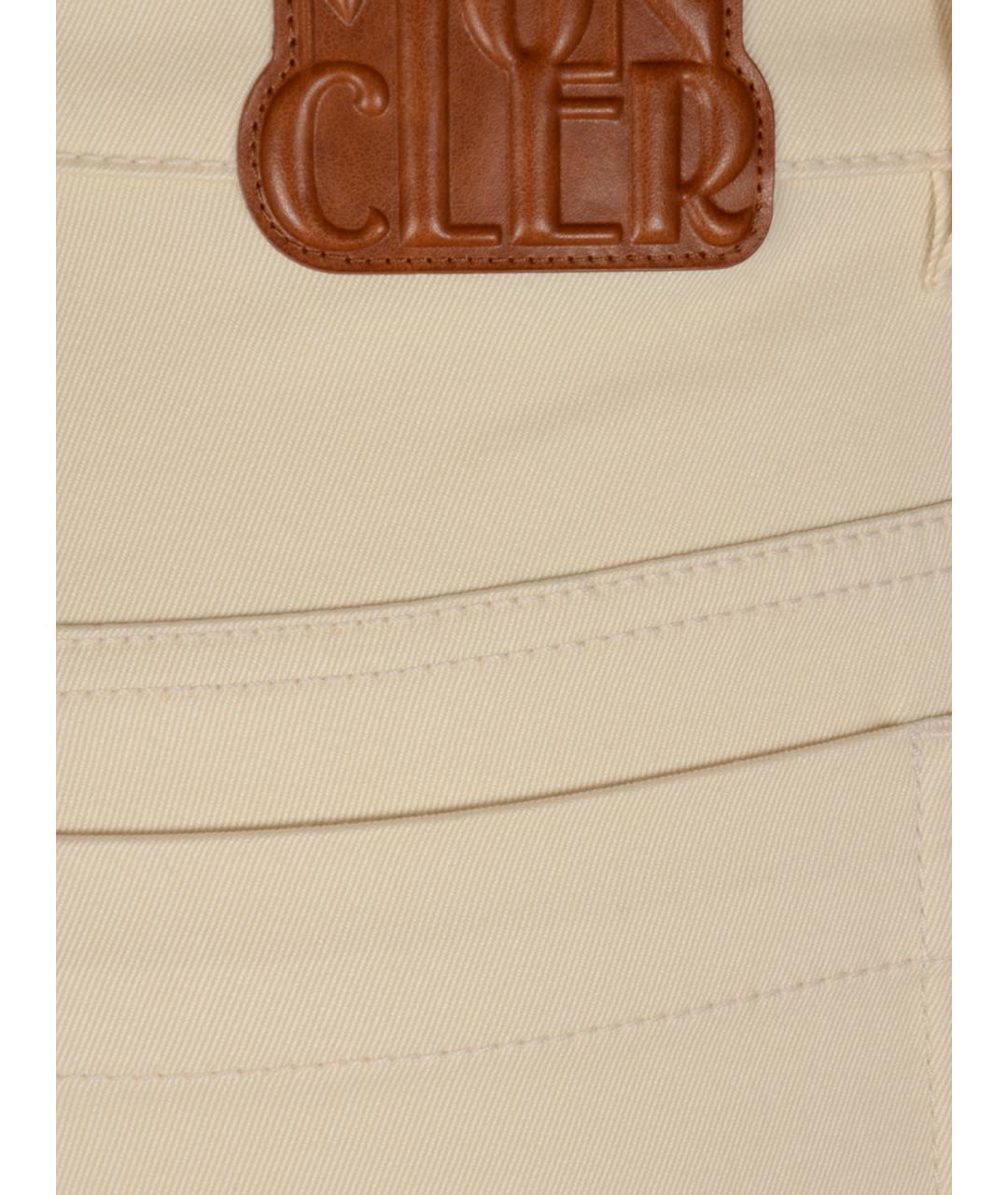 MONCLER Бежевые хлопковые прямые брюки, фото 3