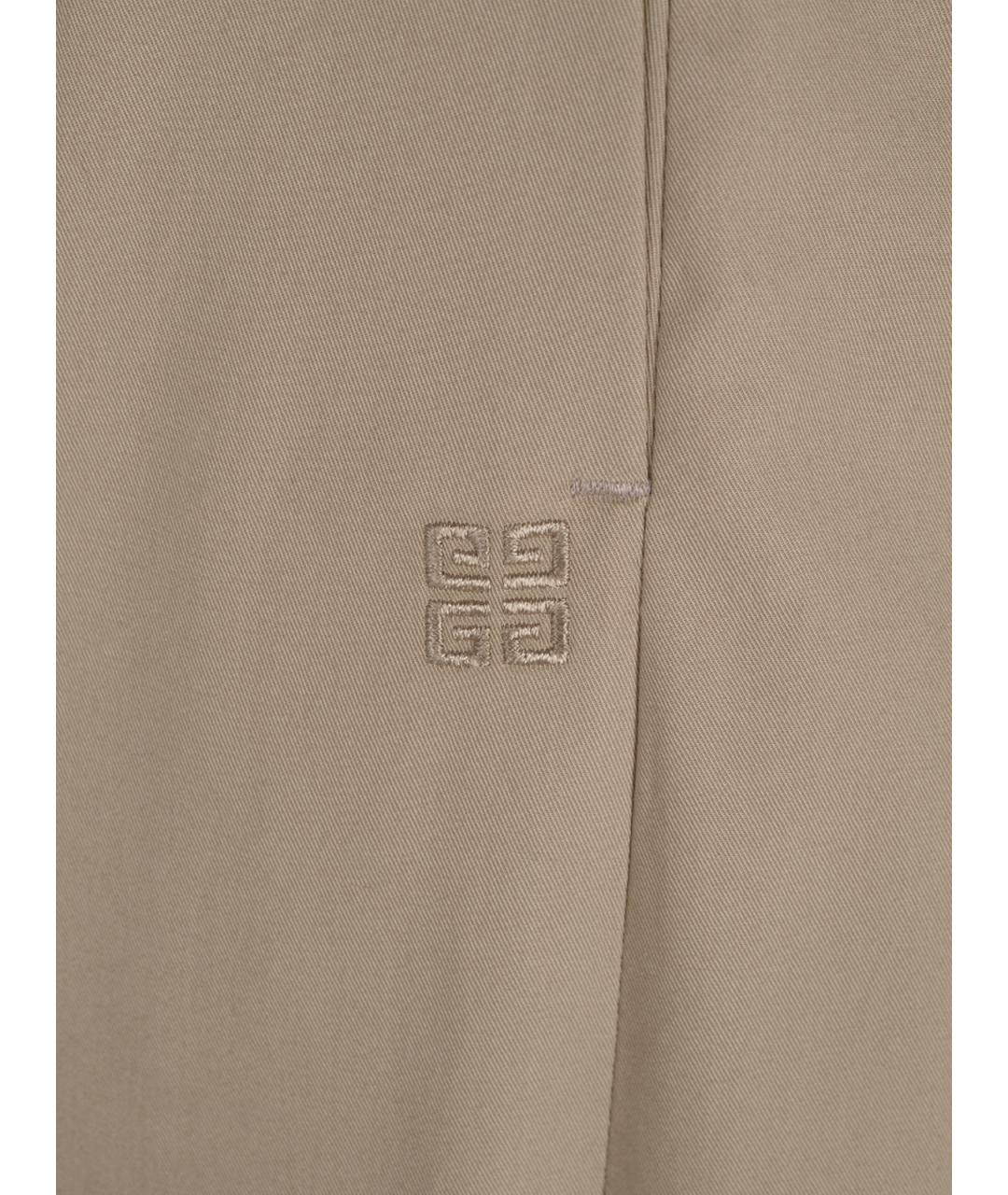 GIVENCHY Бежевые хлопковые прямые брюки, фото 3
