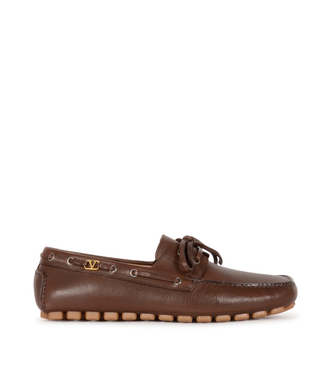 VALENTINO Коричневые кожаные мокасины, фото 1