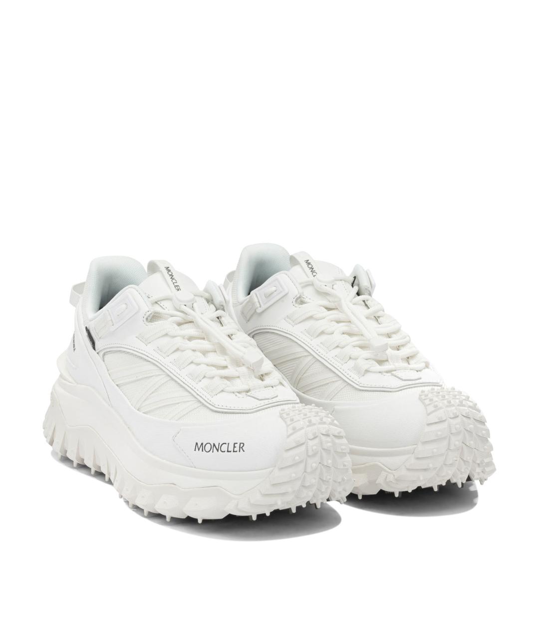 MONCLER Белые синтетические низкие кроссовки / кеды, фото 5
