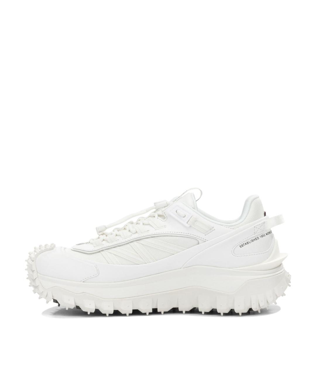 MONCLER Белые синтетические низкие кроссовки / кеды, фото 4