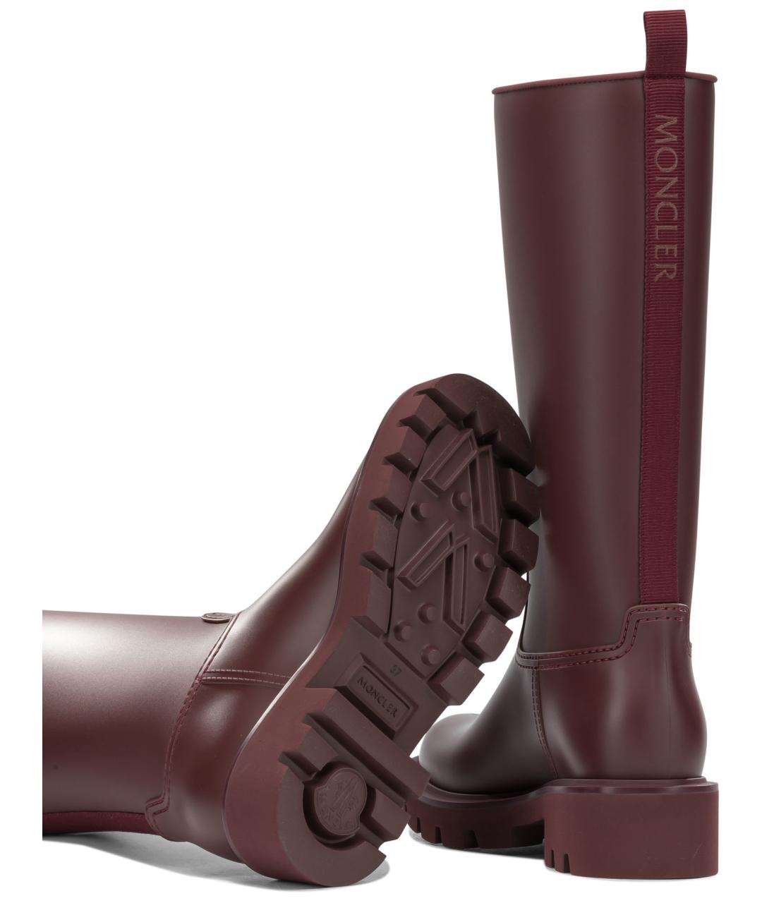 MONCLER Бордовые резиновые сапоги, фото 2
