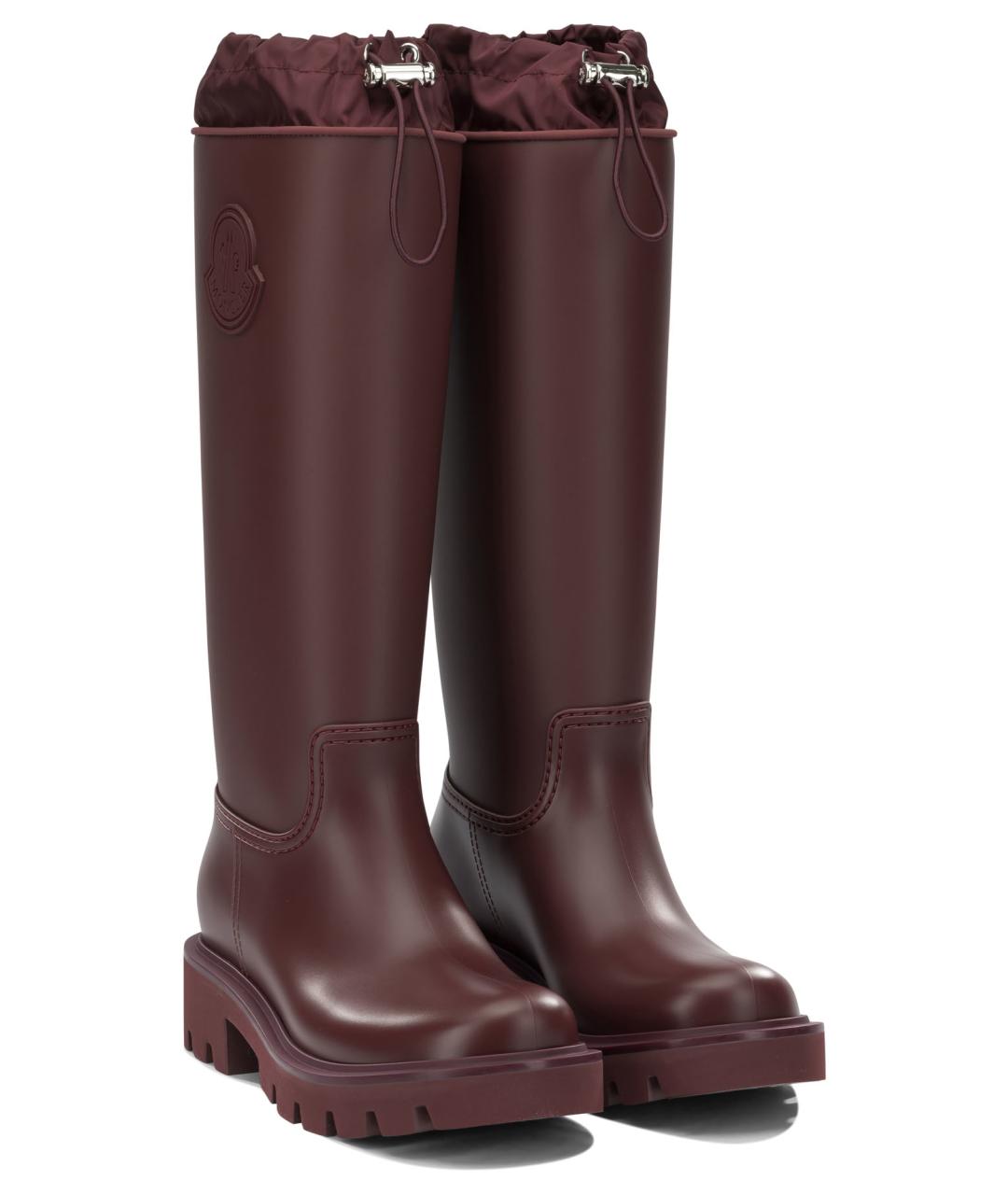 MONCLER Бордовые резиновые сапоги, фото 5