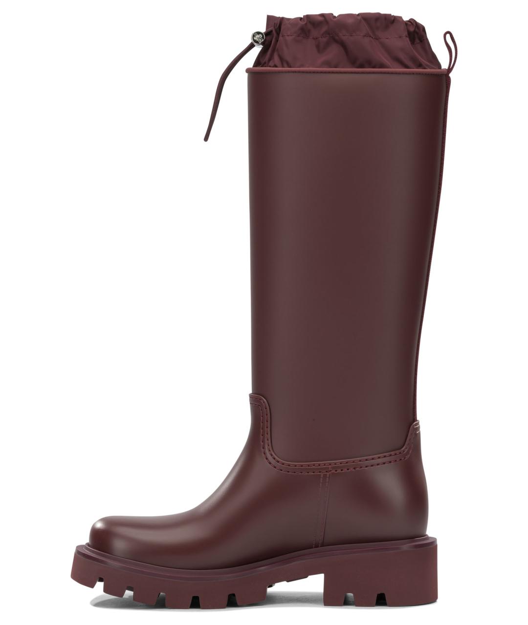 MONCLER Бордовые резиновые сапоги, фото 4