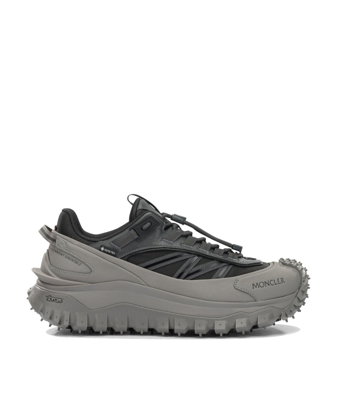 MONCLER Серые синтетические низкие кроссовки / кеды, фото 1