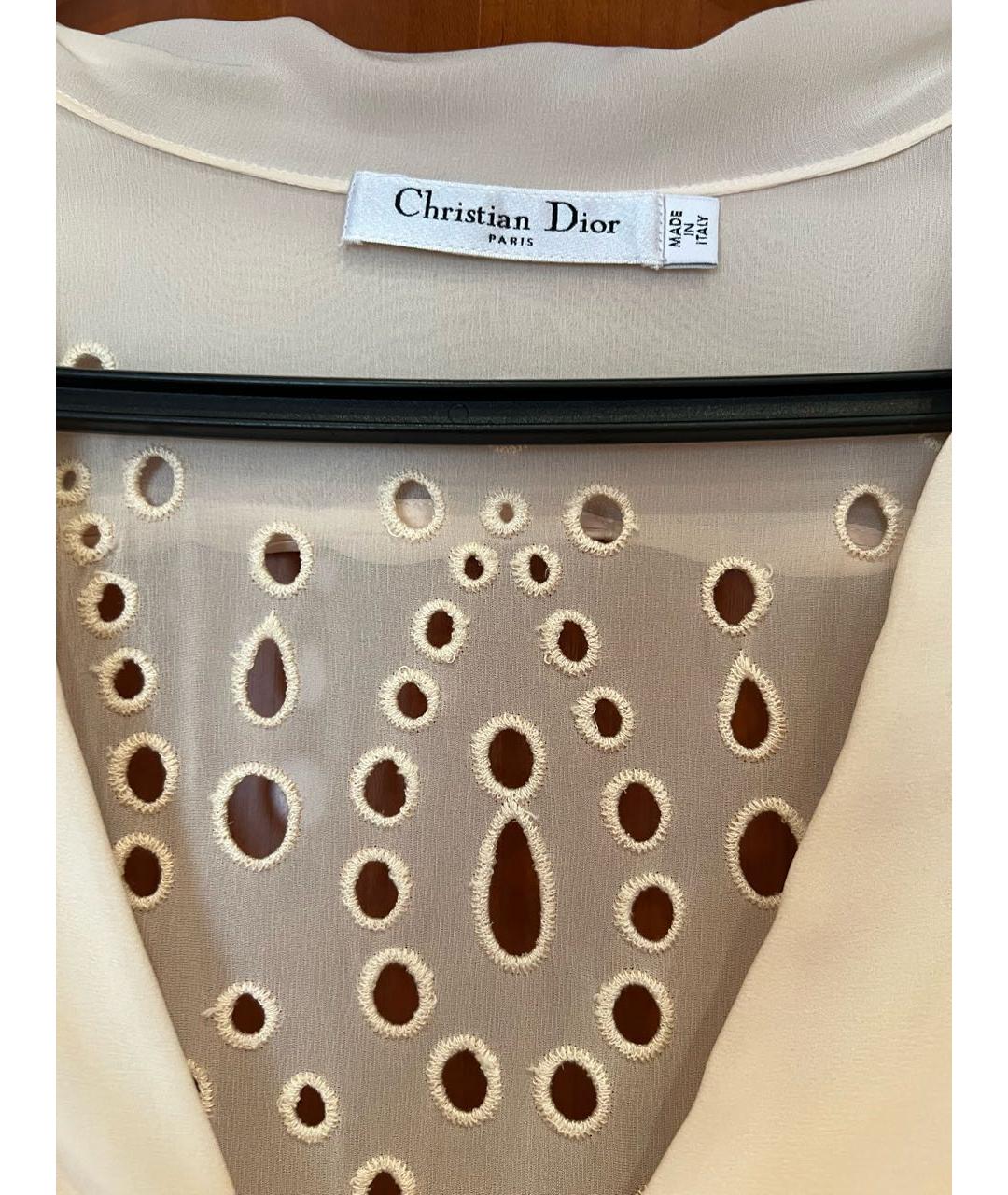 CHRISTIAN DIOR Бежевое шелковое платье, фото 3