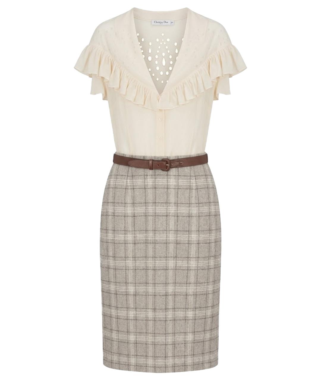 CHRISTIAN DIOR Бежевое шелковое платье, фото 1