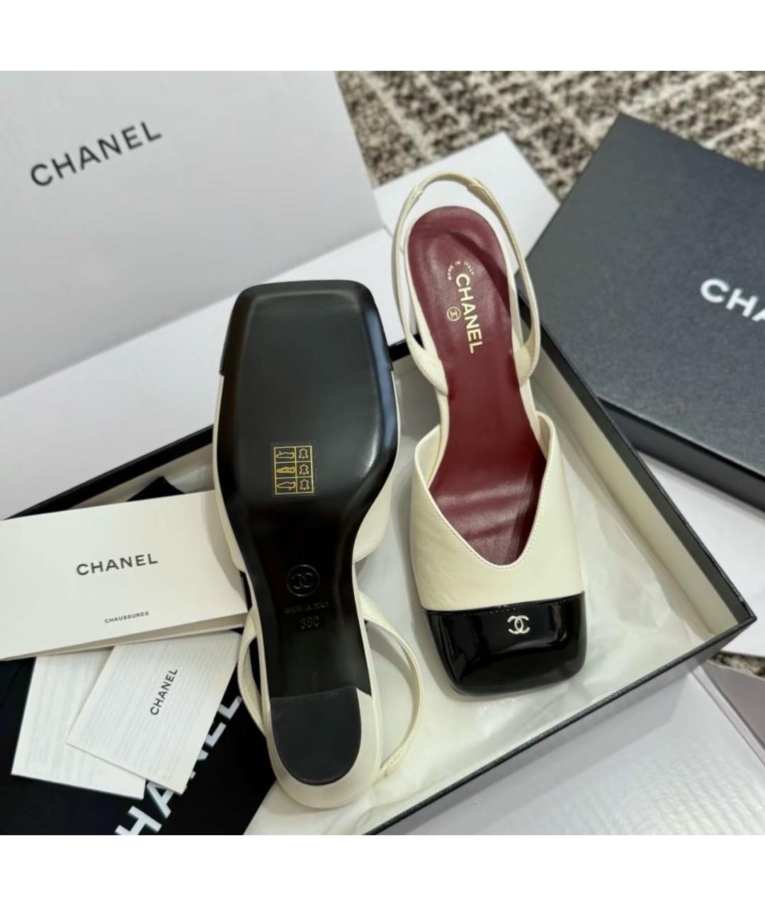 CHANEL Белые кожаные туфли, фото 8