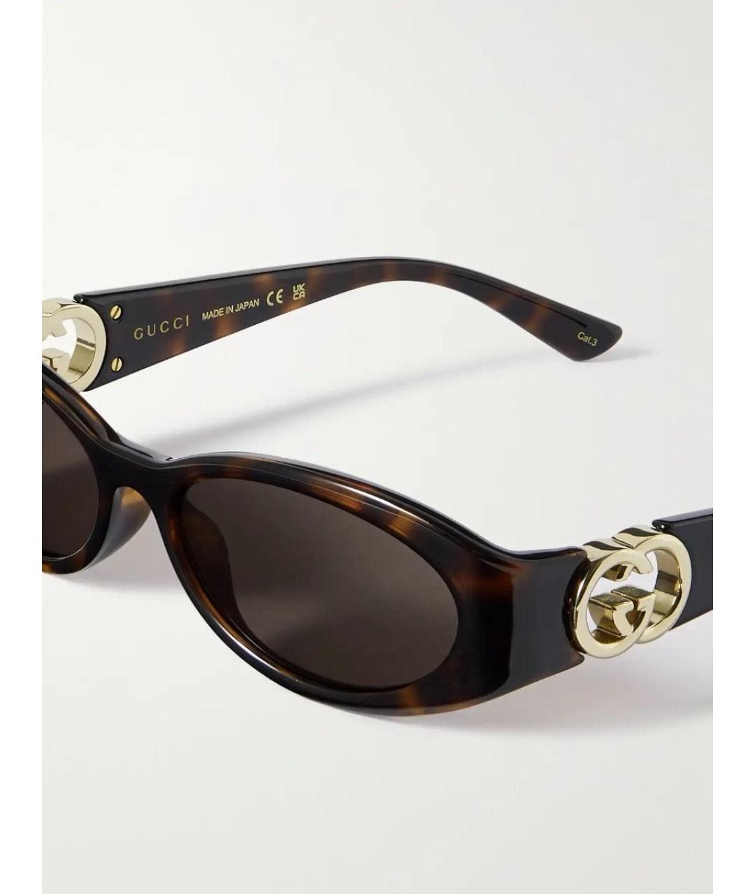 GUCCI Коричневые пластиковые солнцезащитные очки, фото 3
