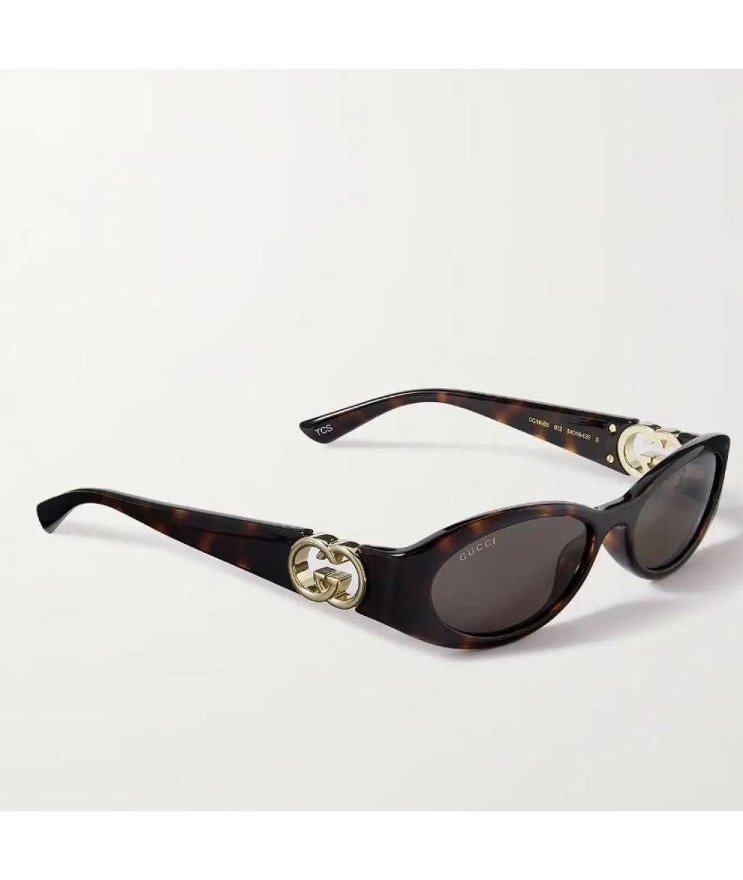 GUCCI Коричневые пластиковые солнцезащитные очки, фото 2