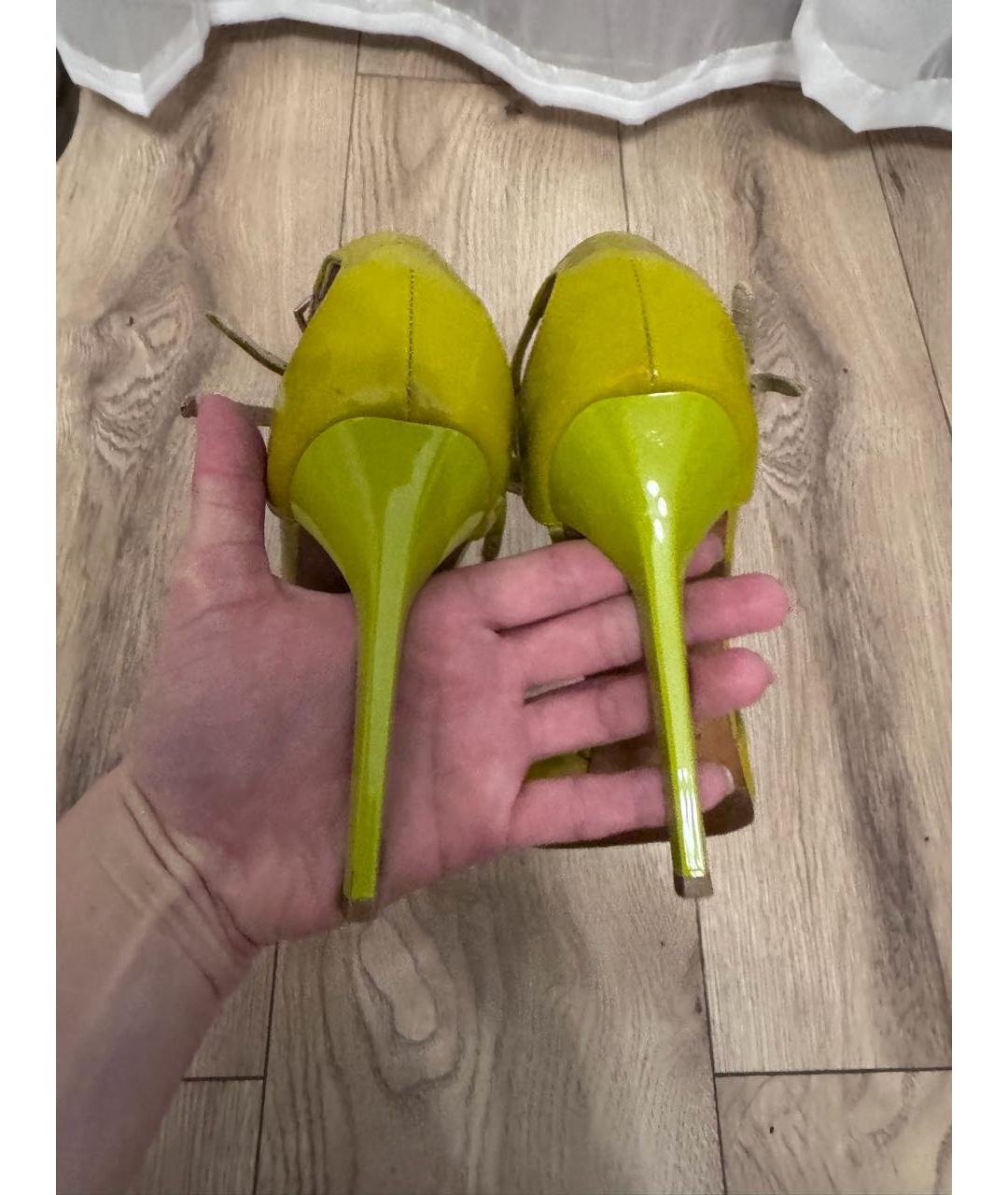JIMMY CHOO Зеленые босоножки из лакированной кожи, фото 4