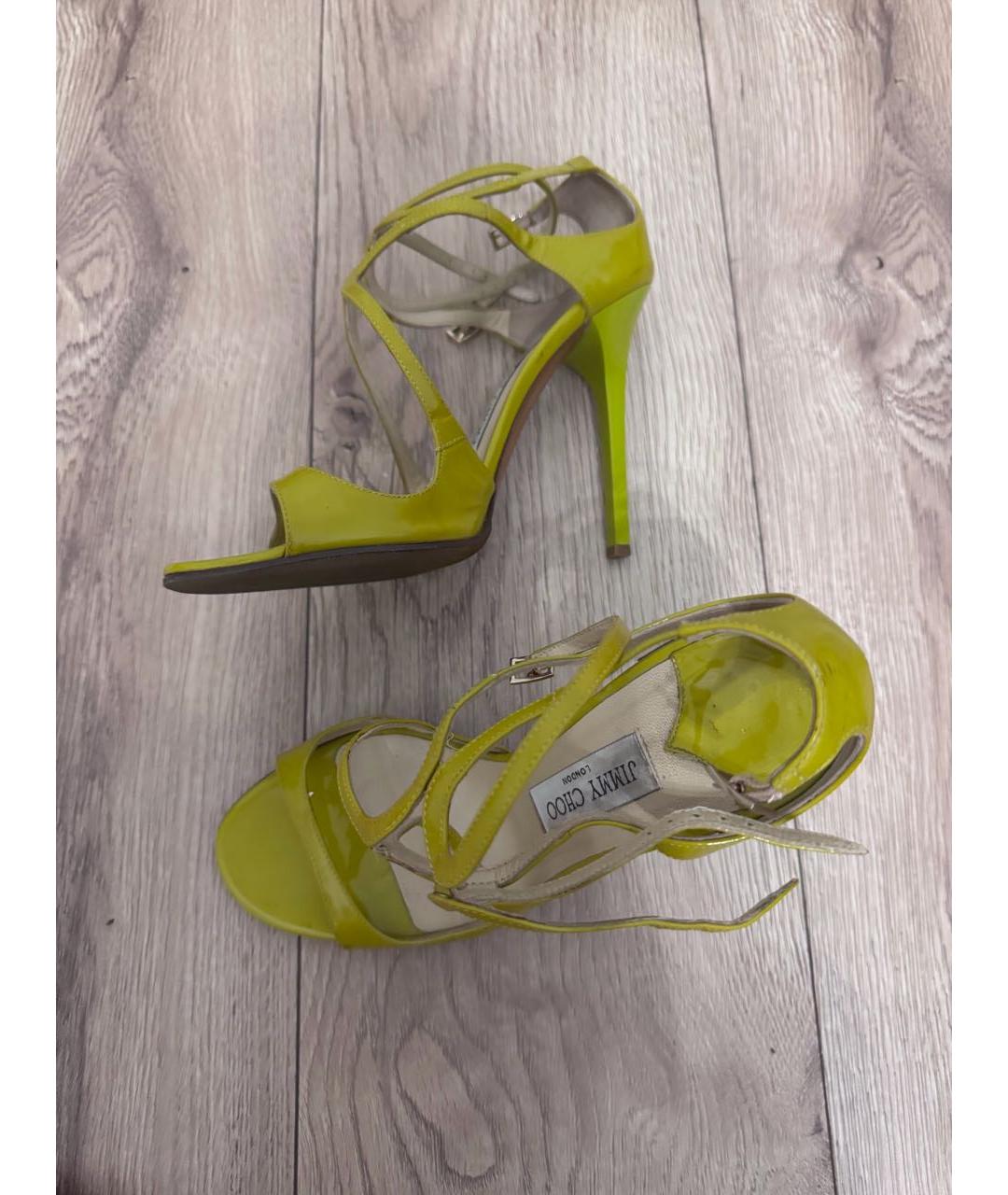 JIMMY CHOO Зеленые босоножки из лакированной кожи, фото 2