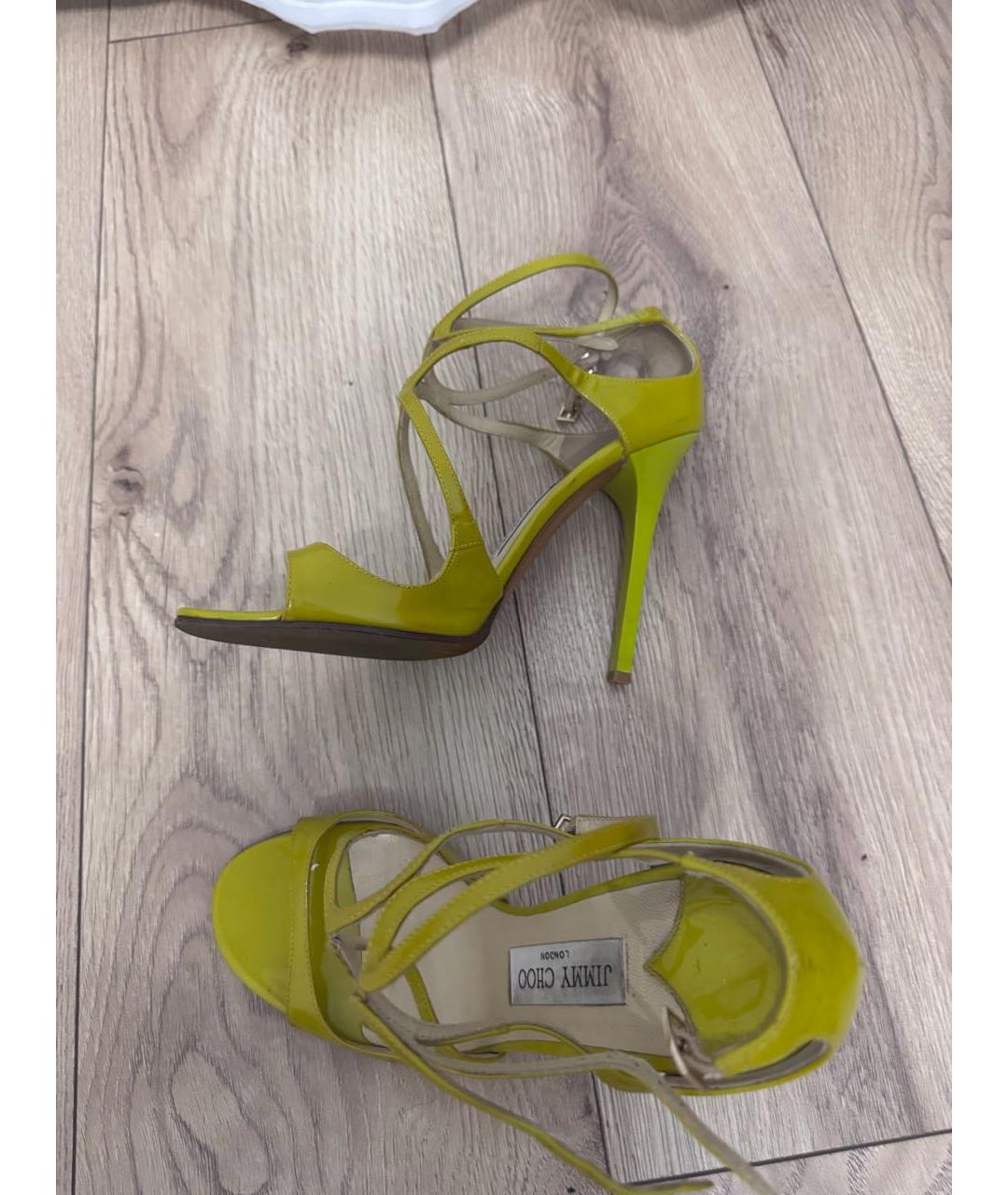JIMMY CHOO Зеленые босоножки из лакированной кожи, фото 9