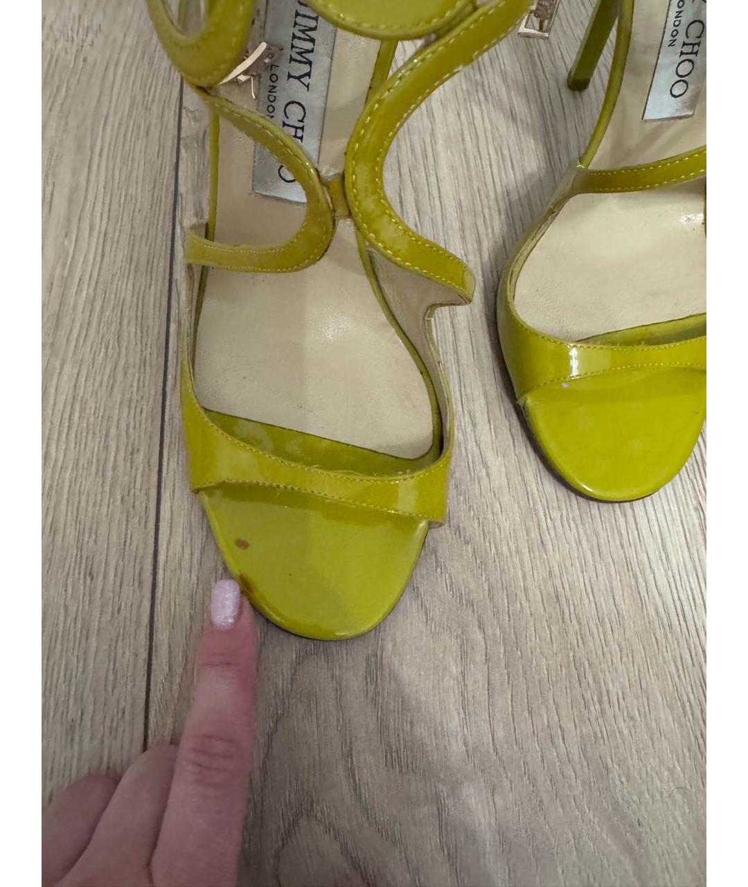 JIMMY CHOO Зеленые босоножки из лакированной кожи, фото 8