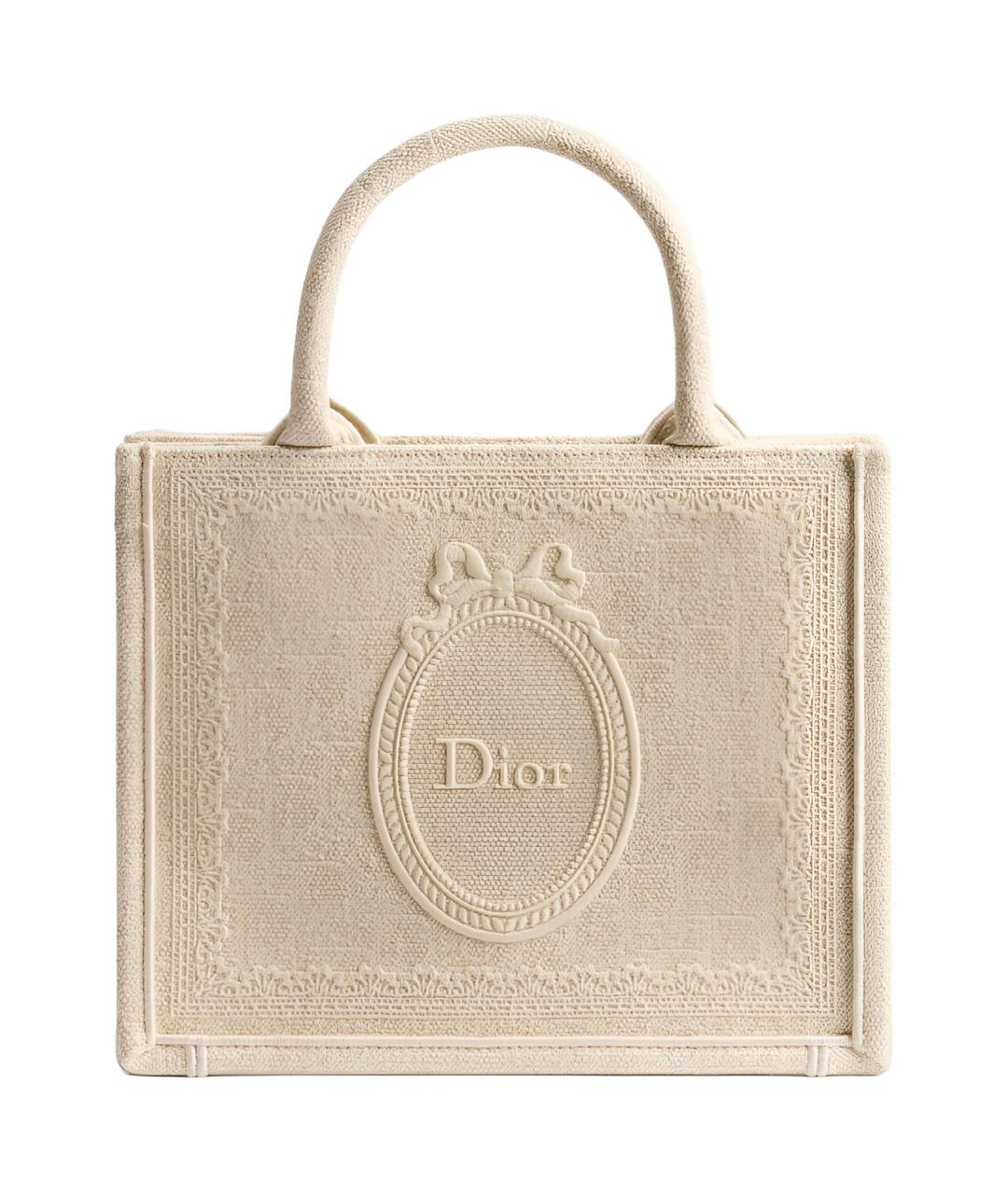 CHRISTIAN DIOR Бежевая хлопковая сумка тоут, фото 1