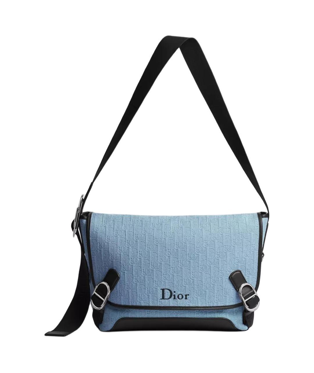 CHRISTIAN DIOR Голубая жаккардовая сумка на плечо, фото 2