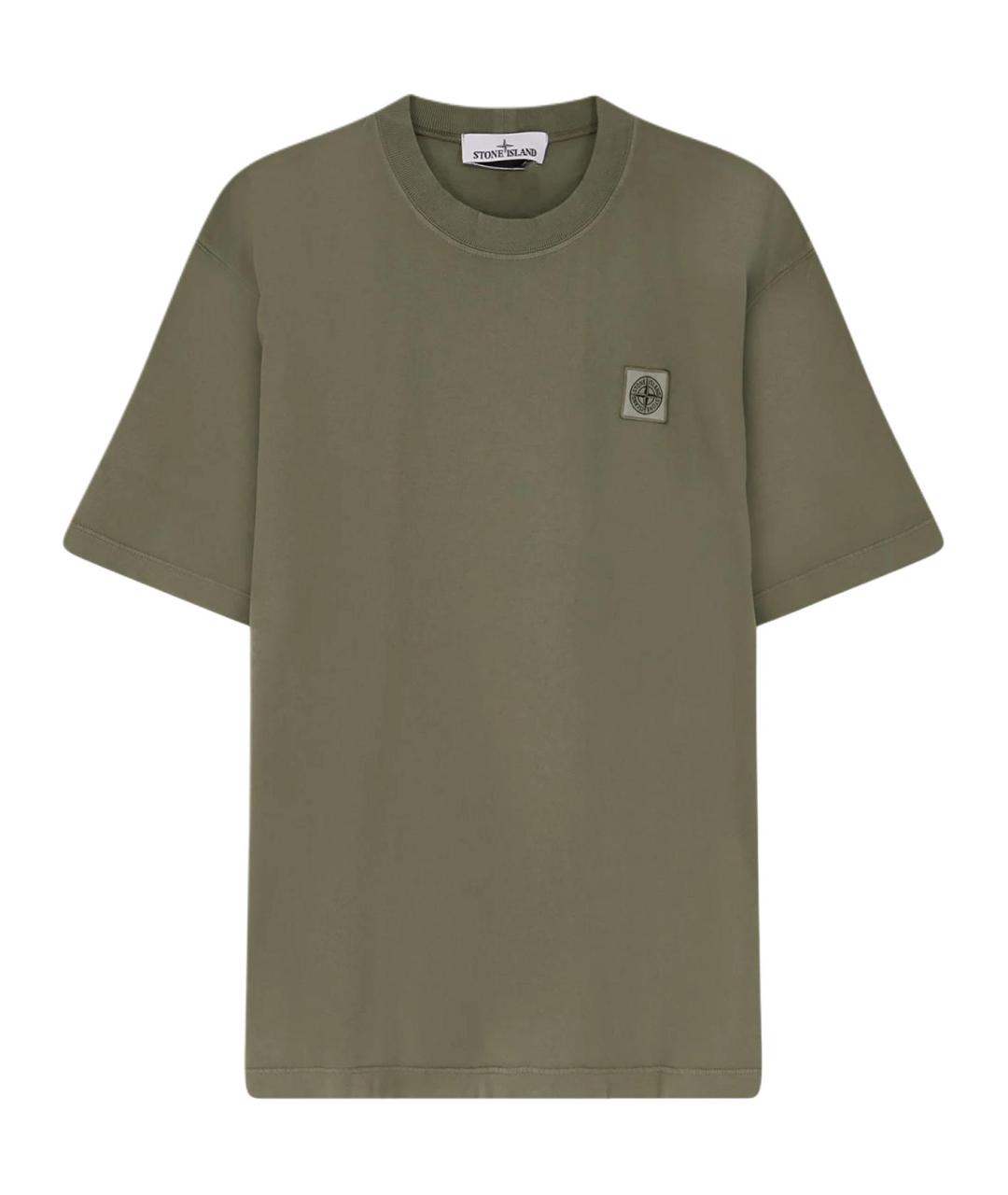 STONE ISLAND Зеленая хлопковая футболка, фото 1