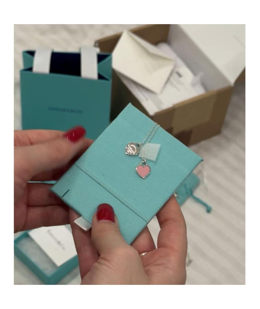 TIFFANY&CO Розовая серебряная подвеска, фото 5