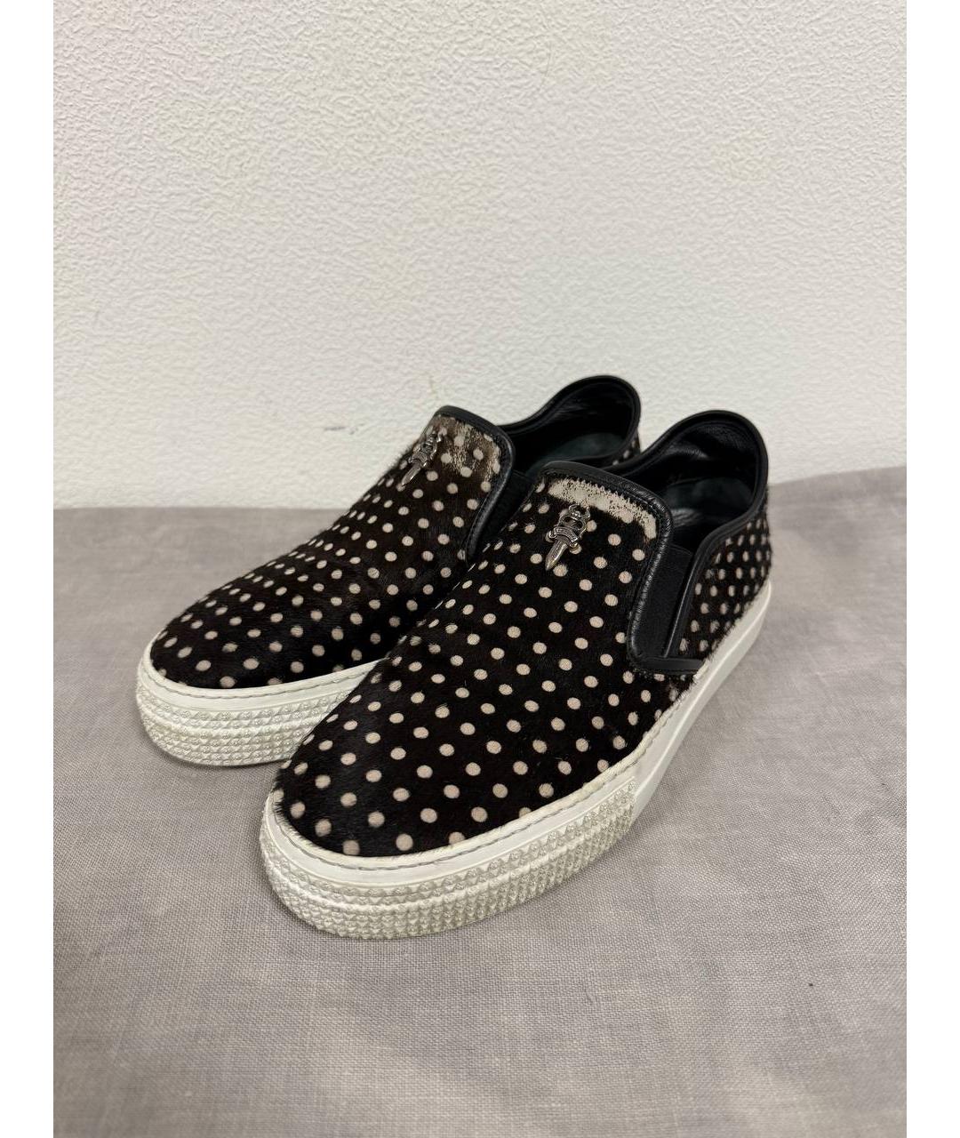 CHROME HEARTS Черные кожаные кеды, фото 1