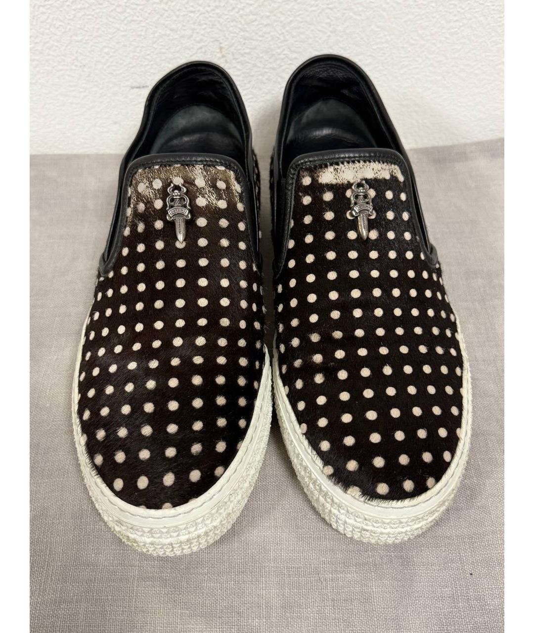 CHROME HEARTS Черные кожаные кеды, фото 3